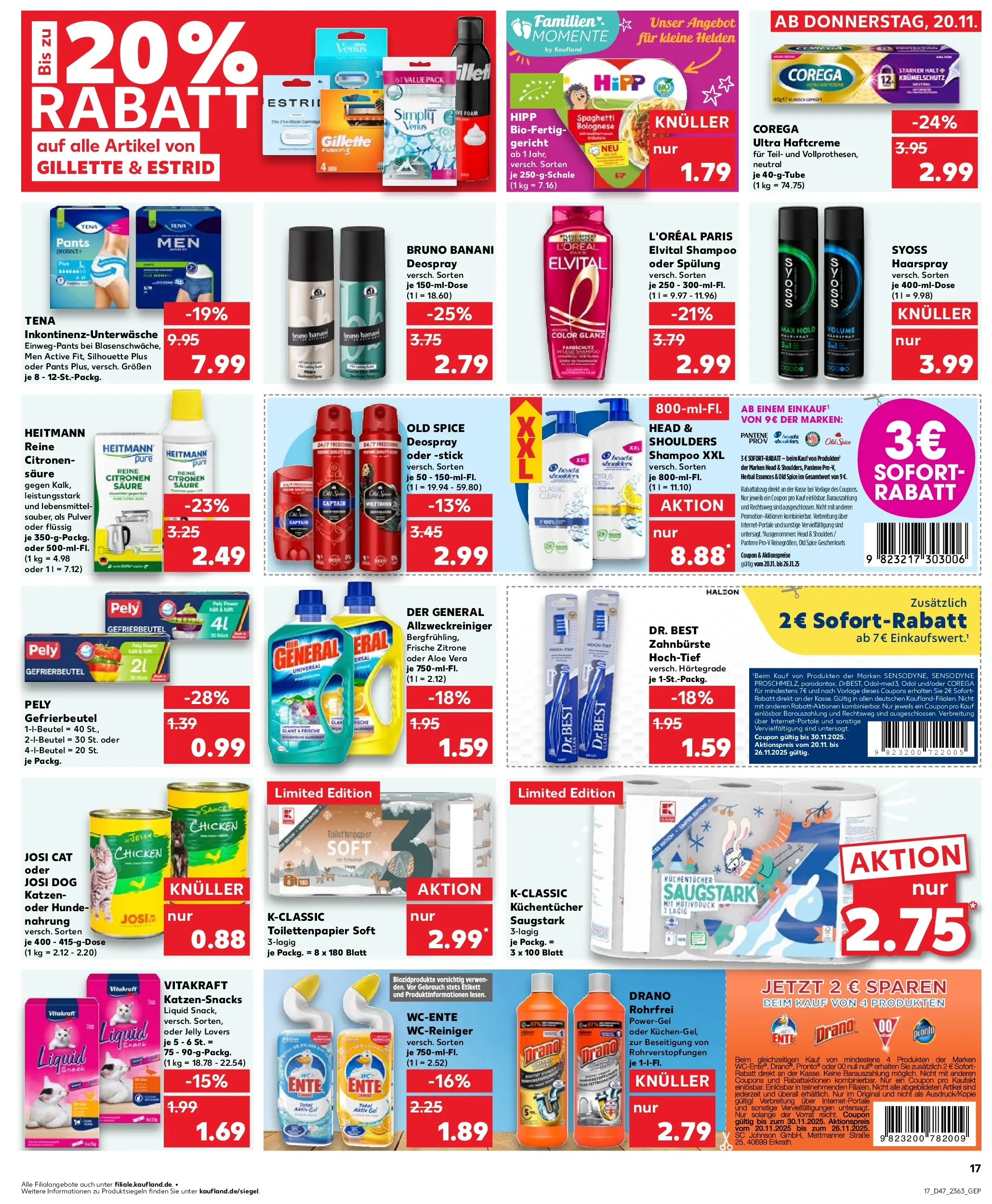 Prospekt Kaufland ab 20.11.2025 » Angebote Online zum Blättern | Seite: 25 | Produkte: Head & shoulders, Haarspray, Deodorant, Toilettenpapier