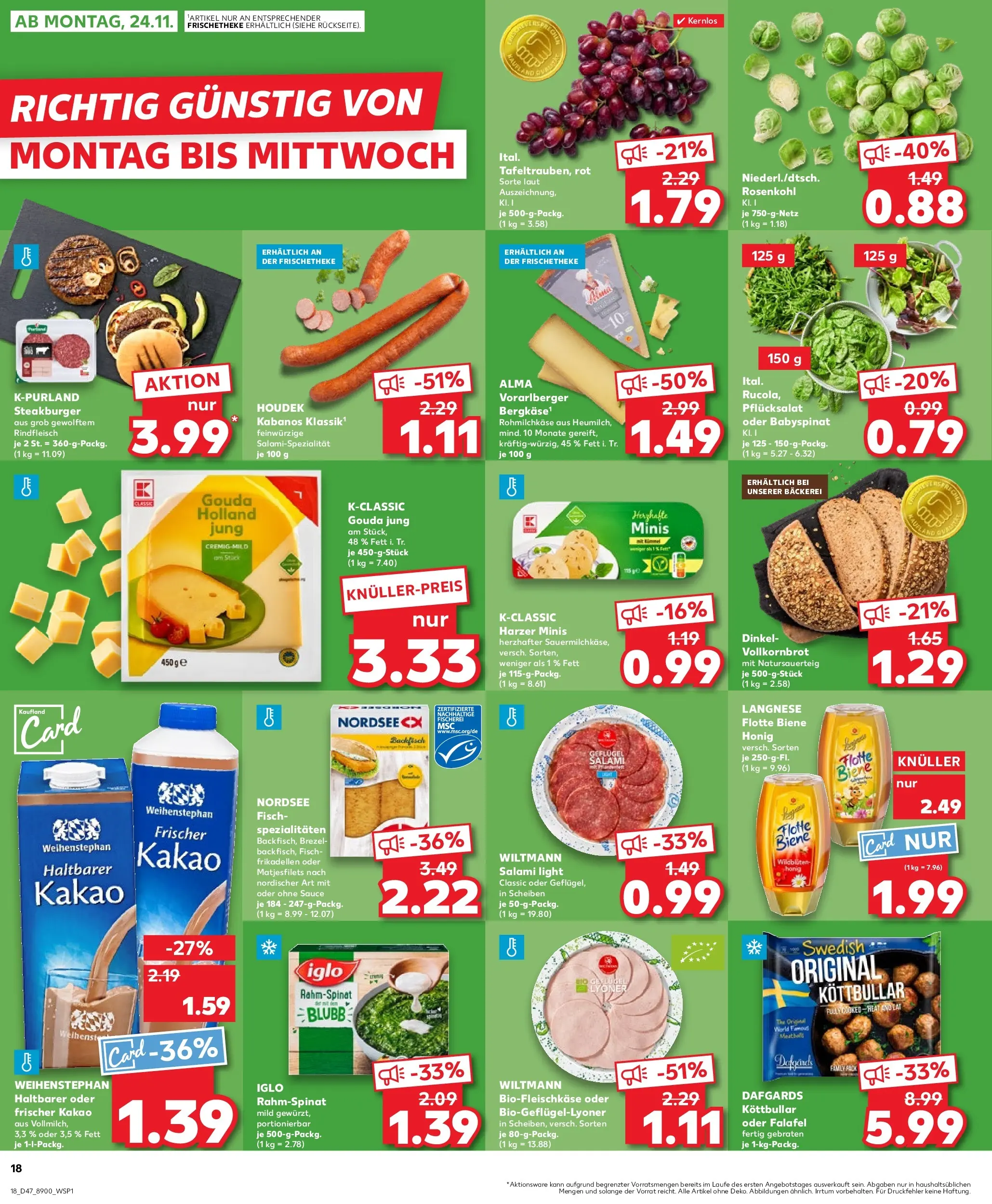 Prospekt Kaufland ab 20.11.2025 » Angebote Online zum Blättern | Seite: 26 | Produkte: Vollkornbrot, Iglo, Burger, Rindfleisch