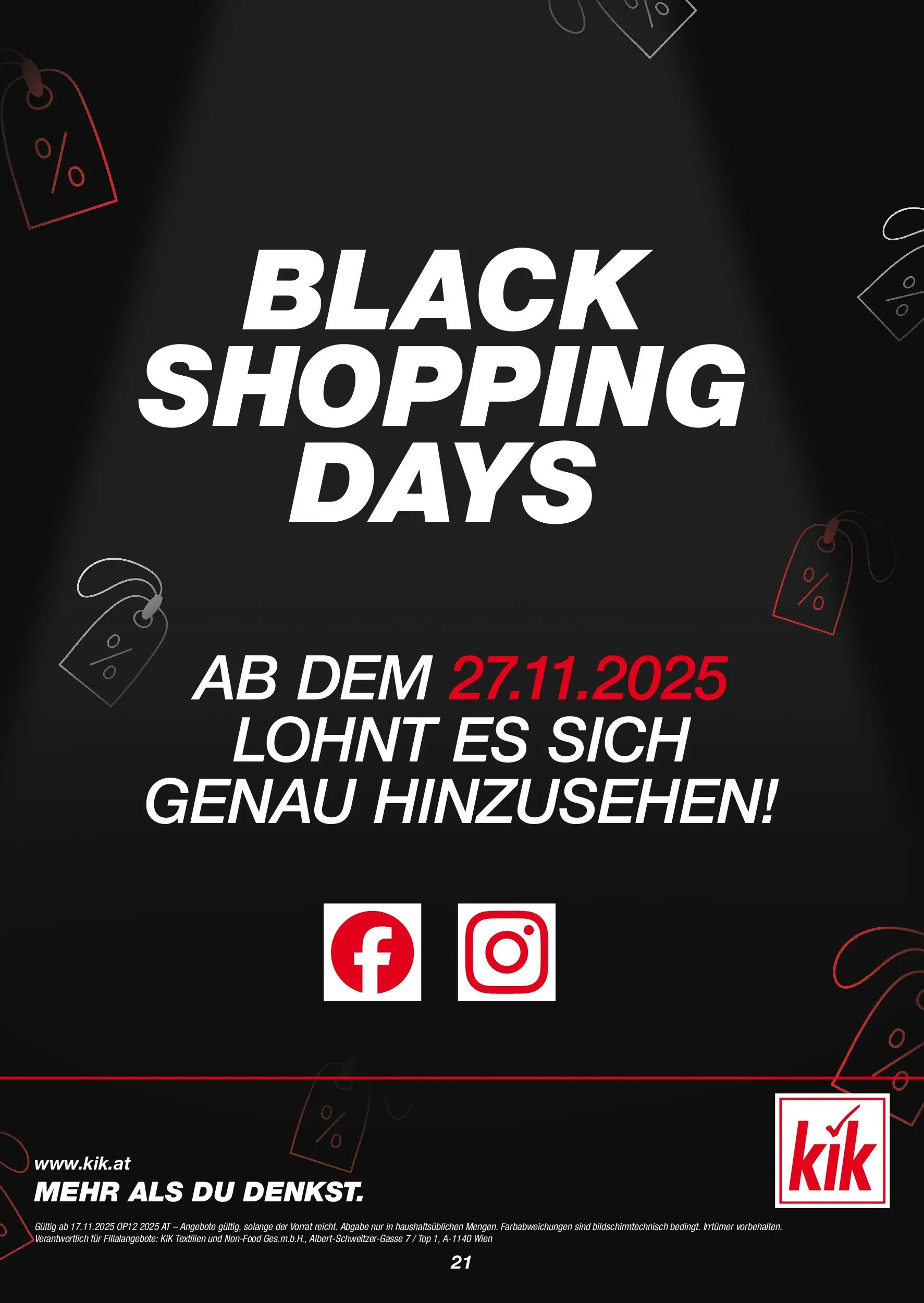 Kik BLACK FRIDAY - Flugblatt (17.11.2025) | Seite: 21
