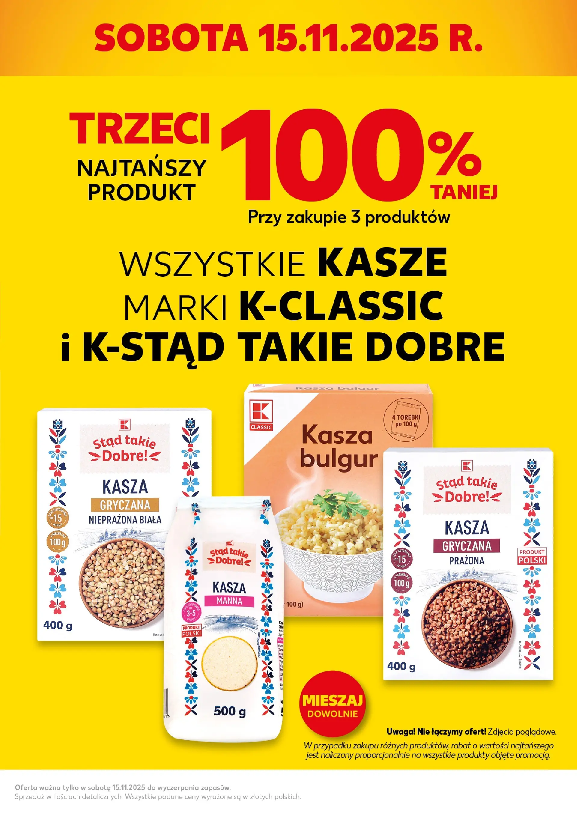 Kaufland gazetka - Super Sobota od 15.11.2025 - od jutra PDF | Strona: 3 | Produkty: Kasza, Bulgur, Kasza manna, Torebki