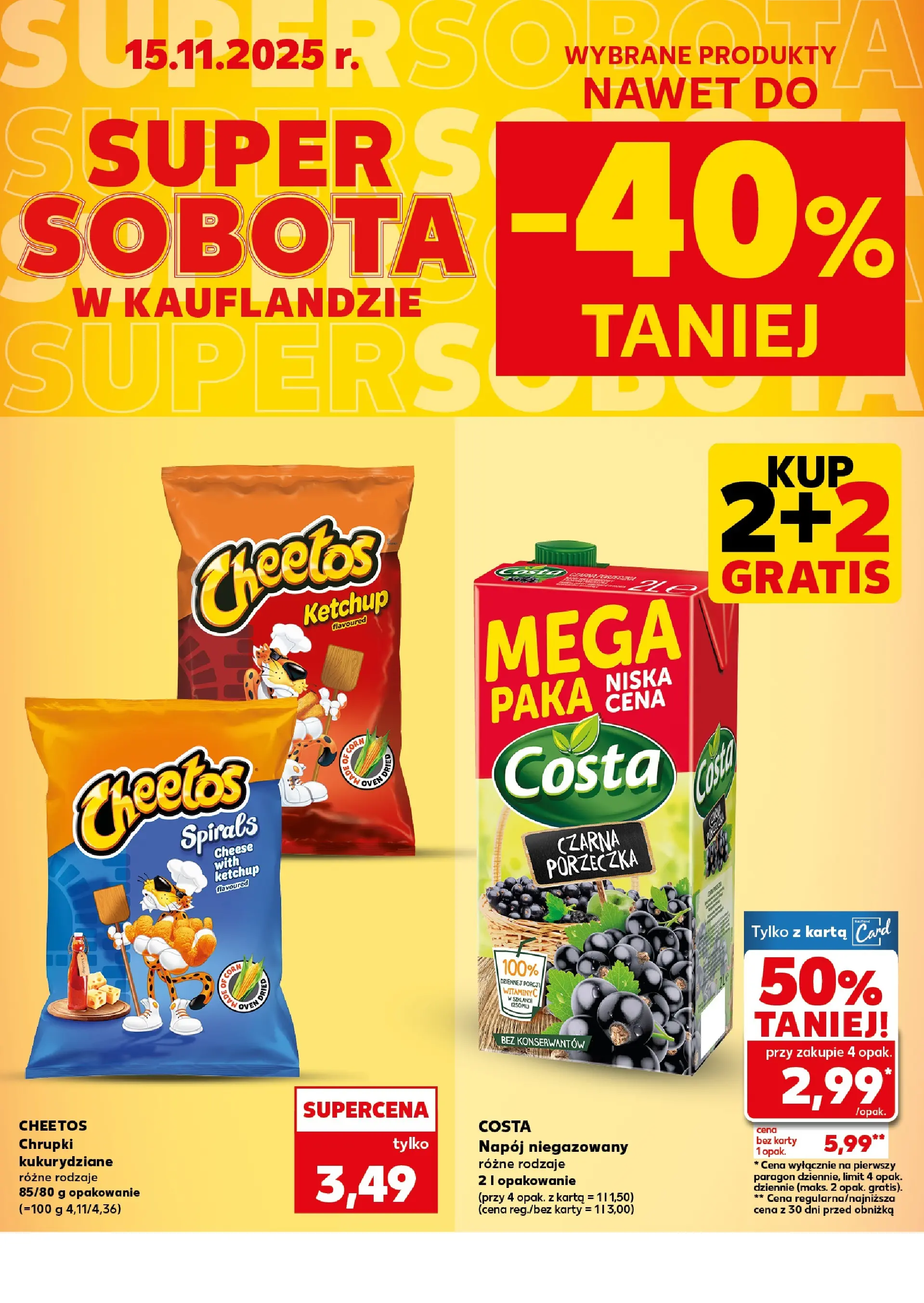 Kaufland gazetka - Super Sobota od 15.11.2025 - od jutra PDF | Strona: 4 | Produkty: Karta, Ketchup, Chrupki, Porzeczka