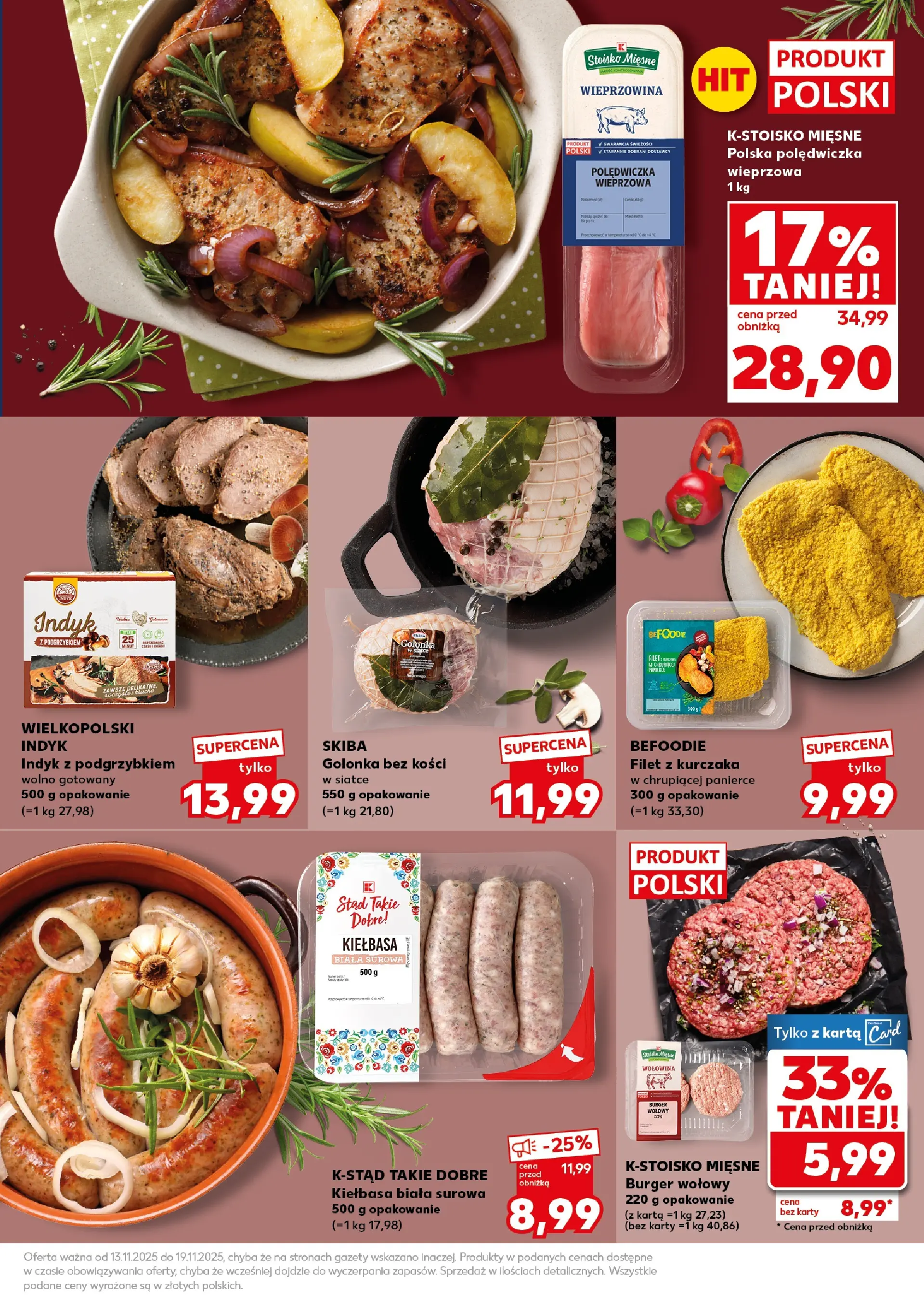 Kaufland gazetka - Super Sobota od 15.11.2025 - od jutra PDF | Strona: 17 | Produkty: Burger wołowy, Filet z kurczaka, Wieprzowina, Wołowina