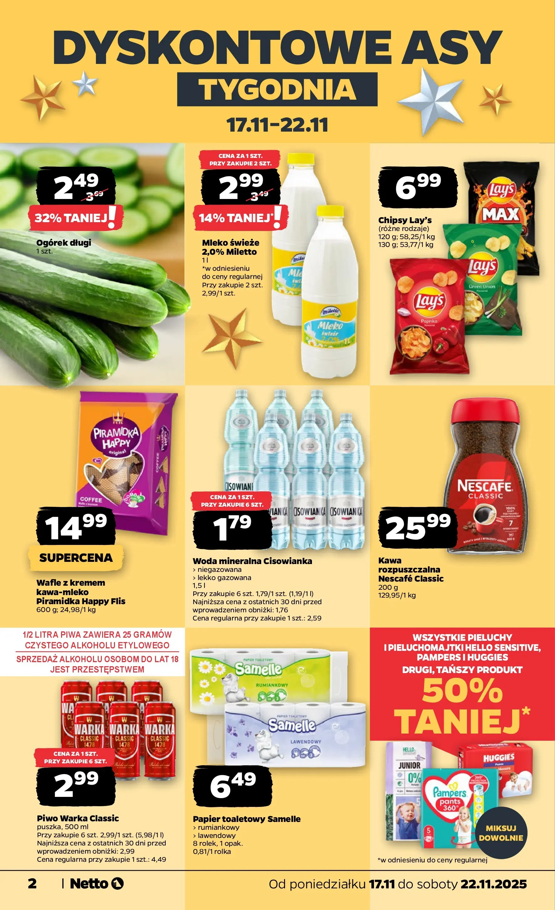 Netto - NETTO T47A ważne do 22.11 od 16.11.2025 - Aktualne promocje | Strona: 2 | Produkty: Papier toaletowy, Pampers, Kawa, Piwo