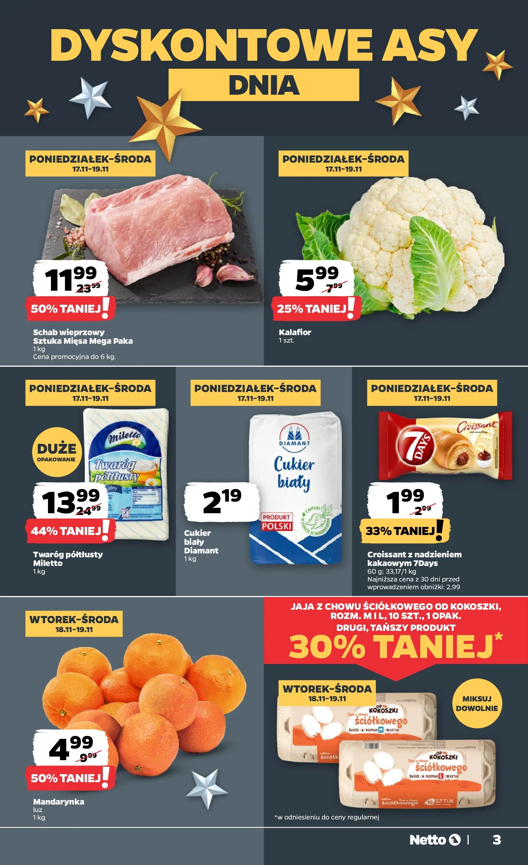 Netto - NETTO T47A ważne do 22.11 od 16.11.2025 - Aktualne promocje | Strona: 3 | Produkty: Kalafior, Twaróg półtłusty, Schab, Jaja