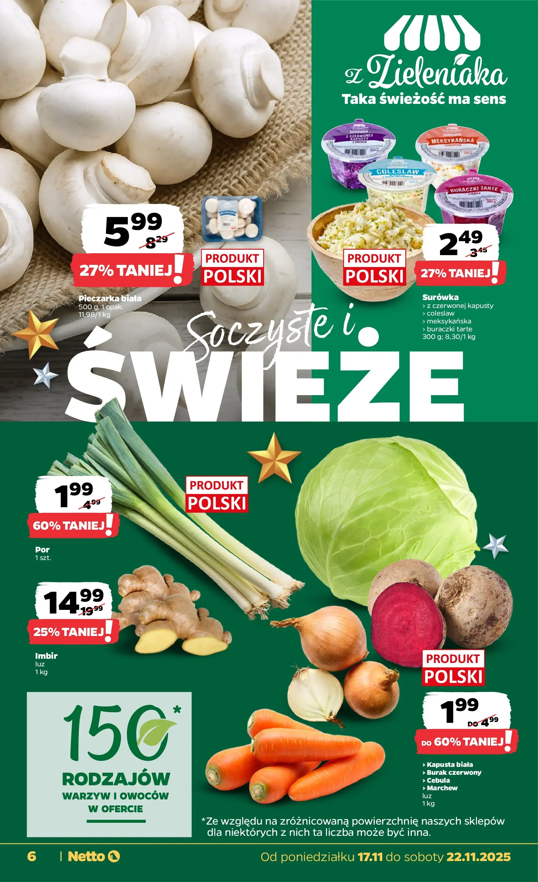 Netto - NETTO T47A ważne do 22.11 od 16.11.2025 - Aktualne promocje | Strona: 6 | Produkty: Burak, Kapusta, Imbir, Kapusta biała