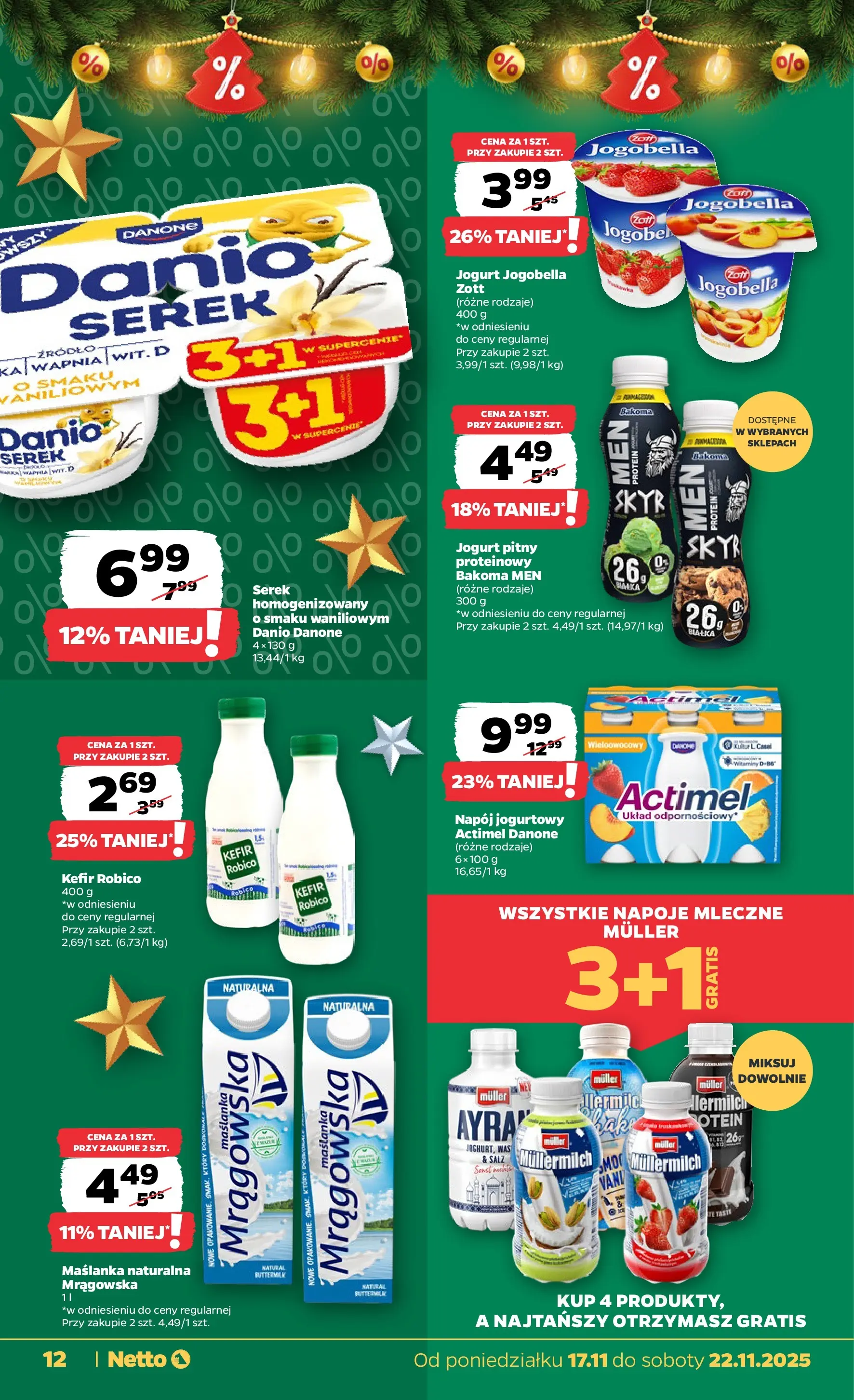 Netto - NETTO T47A ważne do 22.11 od 16.11.2025 - Aktualne promocje | Strona: 12 | Produkty: Kefir, Napoje, Jogurt, Skyr