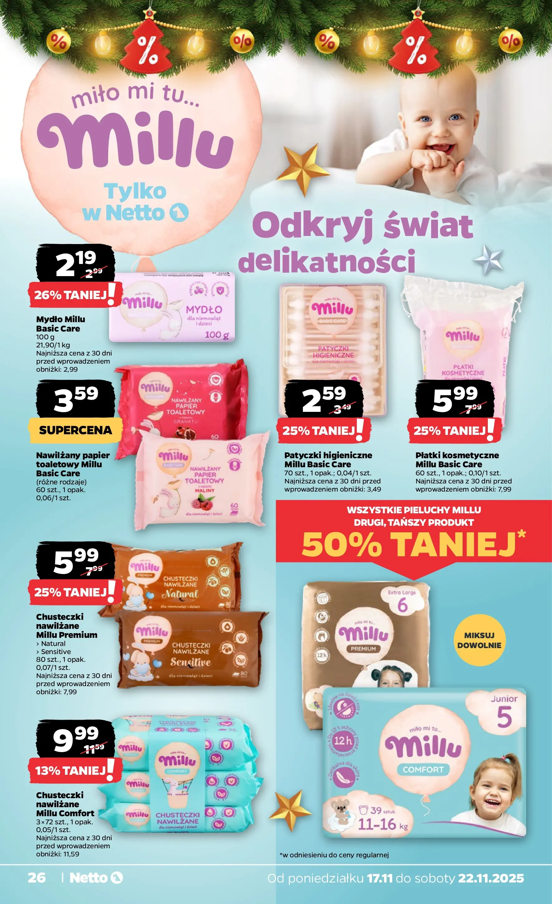 Netto - NETTO T47A ważne do 22.11 od 16.11.2025 - Aktualne promocje | Strona: 26 | Produkty: Maliny, Płatki kosmetyczne, Płatki, Mydło