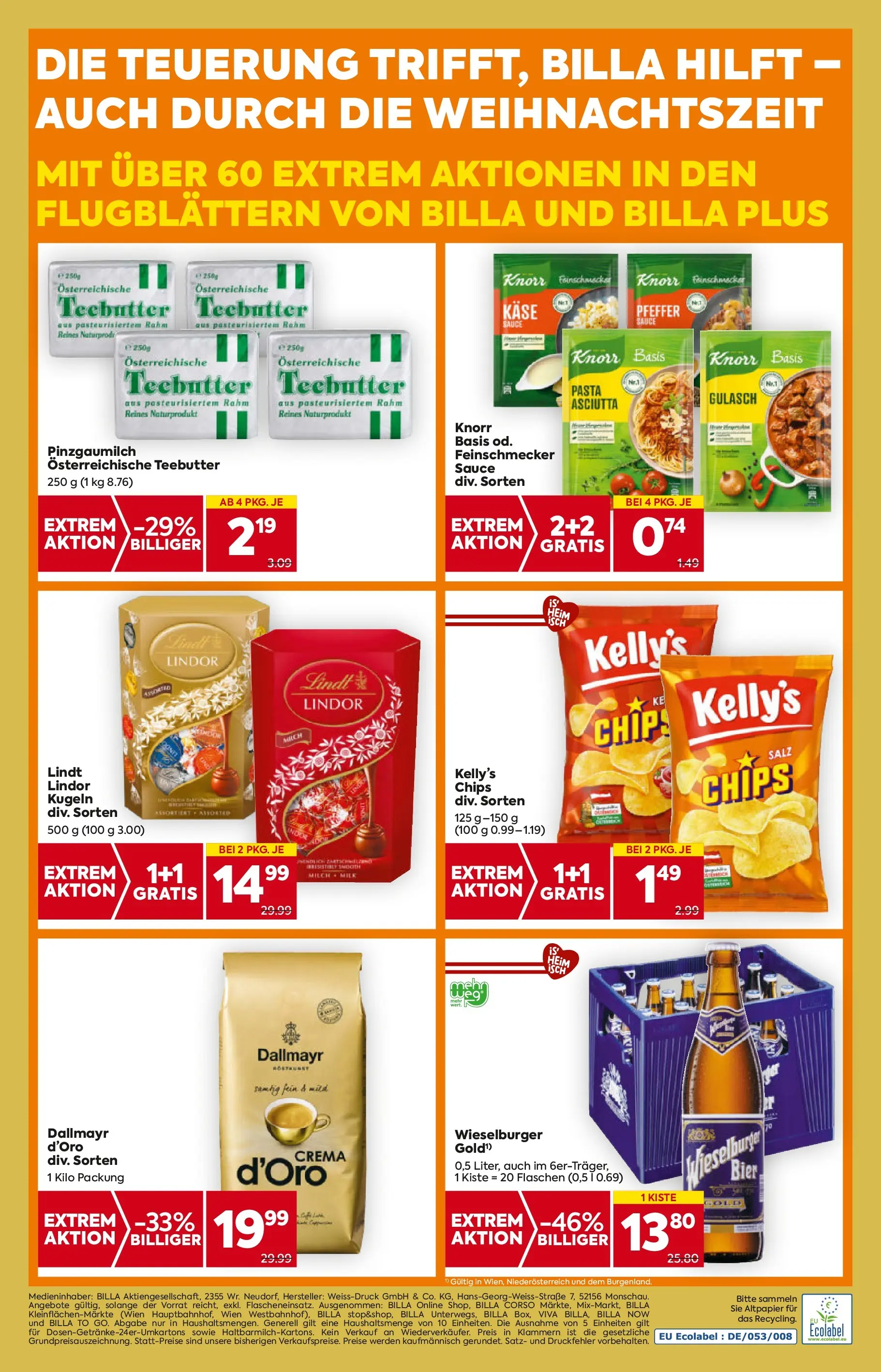 Billa - BILLA: Flugblatt gültig bei BILLA & BILLA PLUS ab 19.11.2025 - Angebote, Prospekt | Seite: 20 | Produkte: Chips, Pfeffer, Käse, Bier