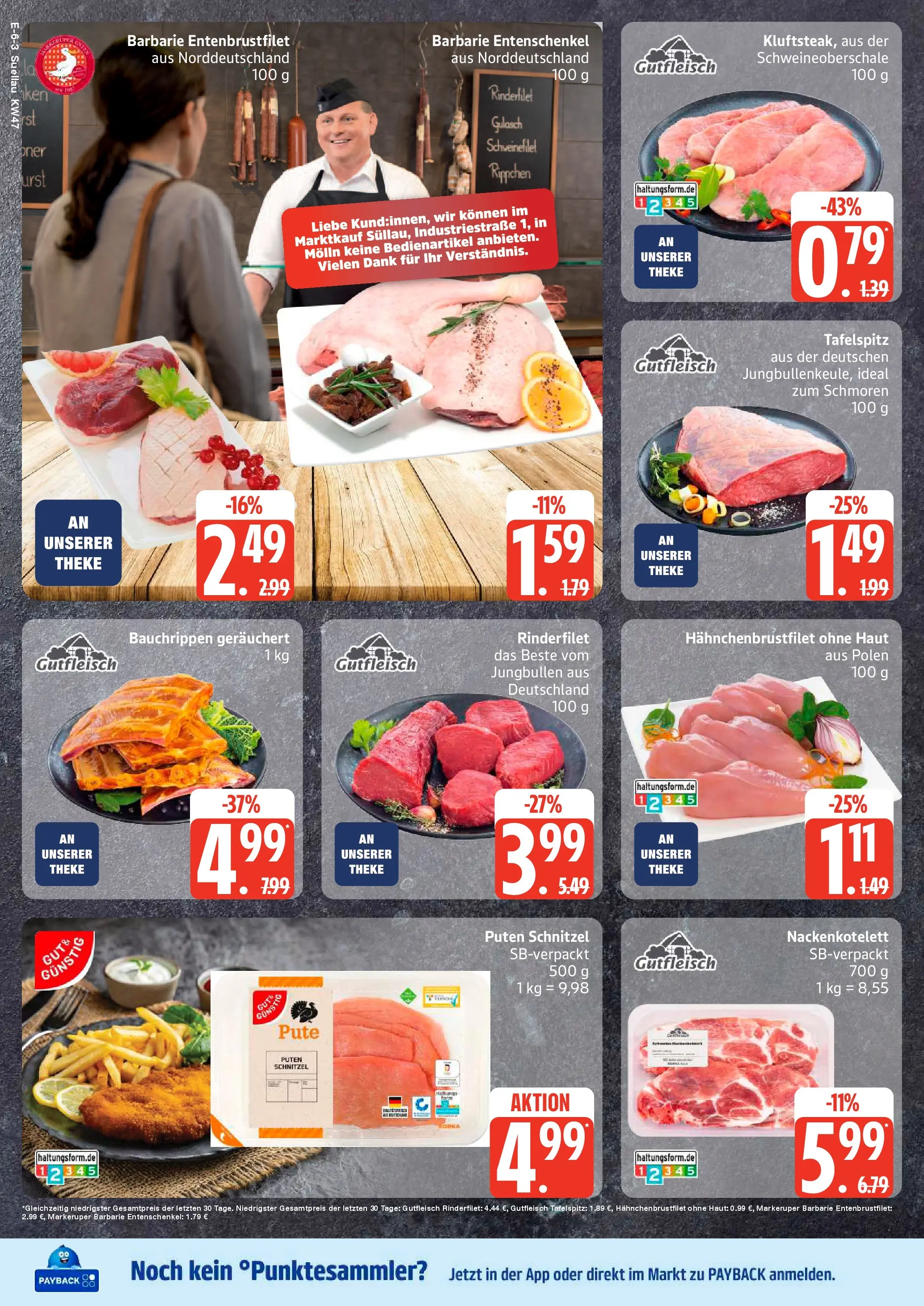 Edeka prospekt Ratzeburg	 (ab 17.11.2025) » Angebote Online | Seite: 6 | Produkte: Pute, Schnitzel, Schweinefilet, Gulasch