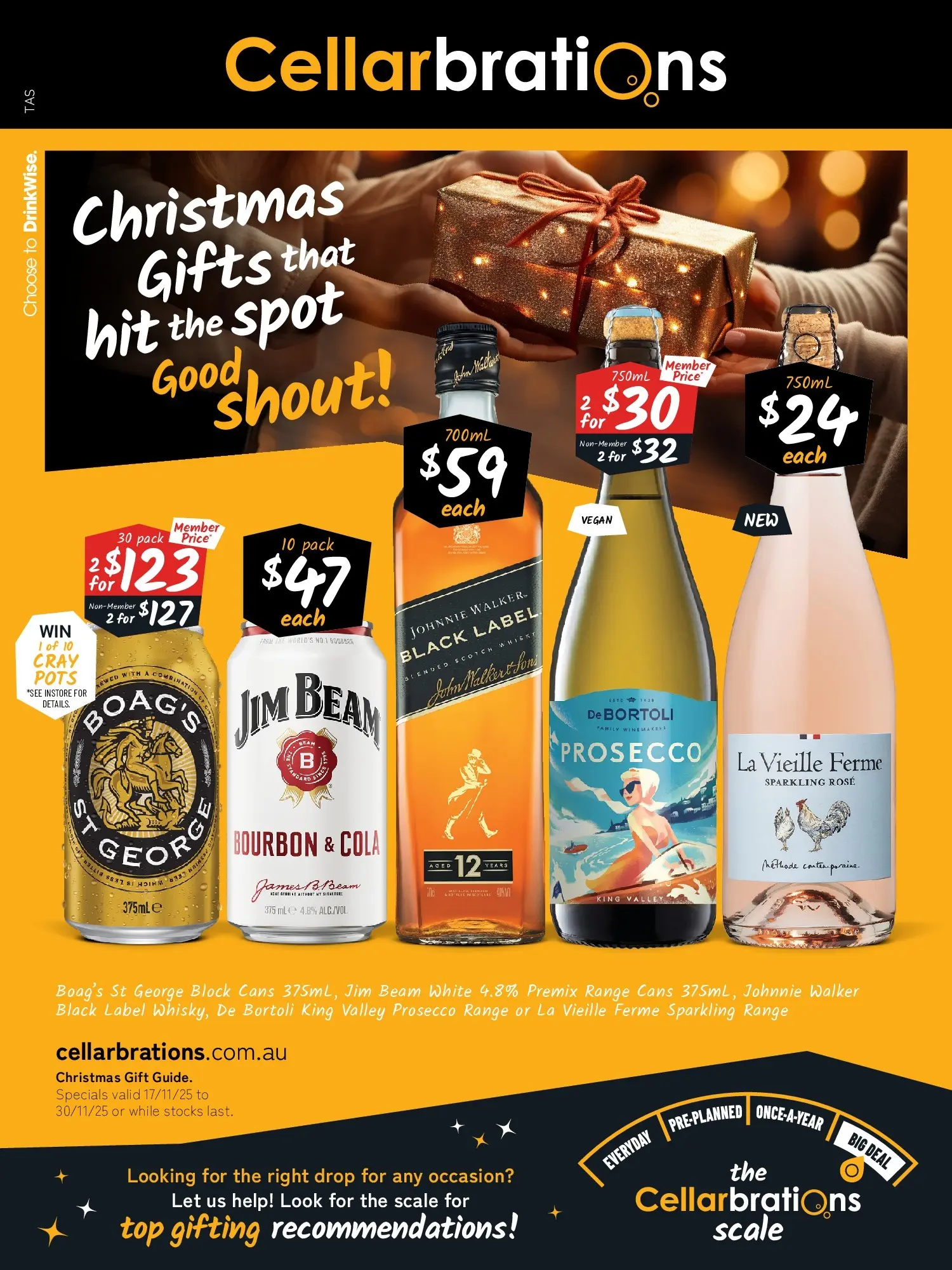 Cellarbrations Catalogue Somerset, Huonville, Hobart - 17/11/2025 > weekly / monthly specials | Page: 1 | Products: Bourbon, Scotch, Scale