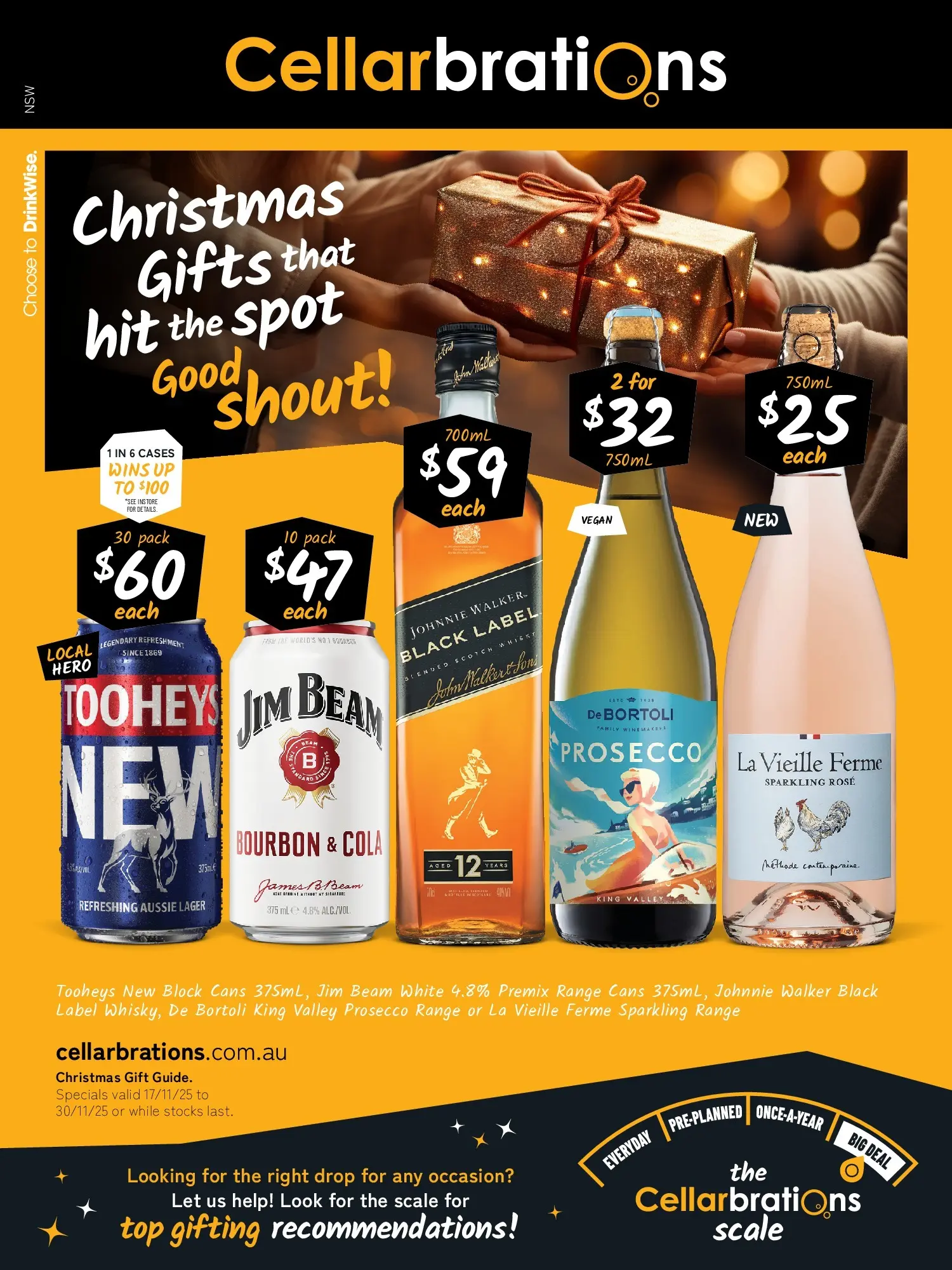 Cellarbrations - Christmas Gifts that hit the spot Good Shout! - 16/11/2025 > weekly / monthly specials | Page: 1 | Products: Bourbon, Scotch, Scale