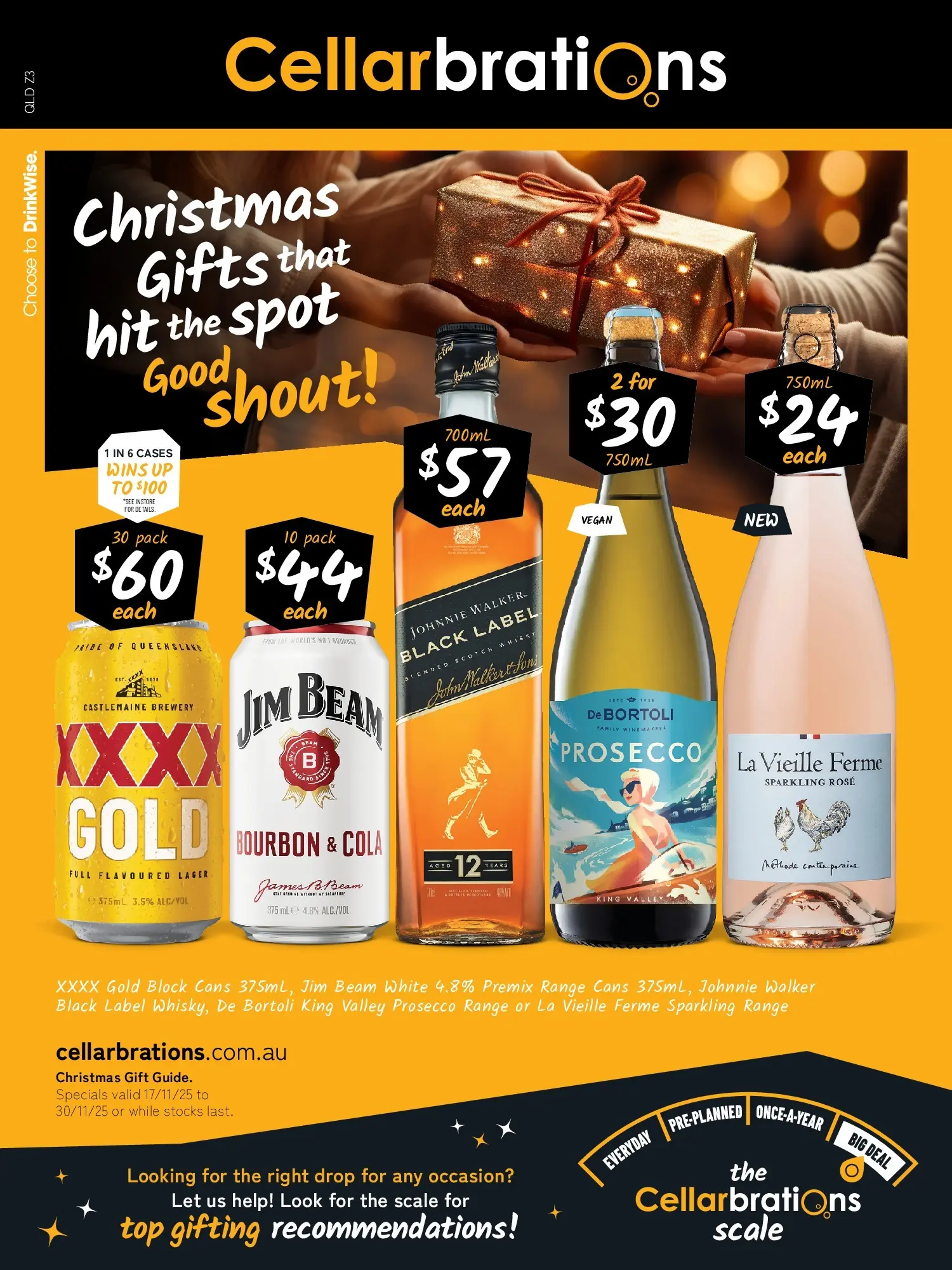 Cellarbrations - Christmas Gifts that hit the spot Good Shout! - 16/11/2025 > weekly / monthly specials | Page: 1 | Products: Bourbon, Scotch, Scale