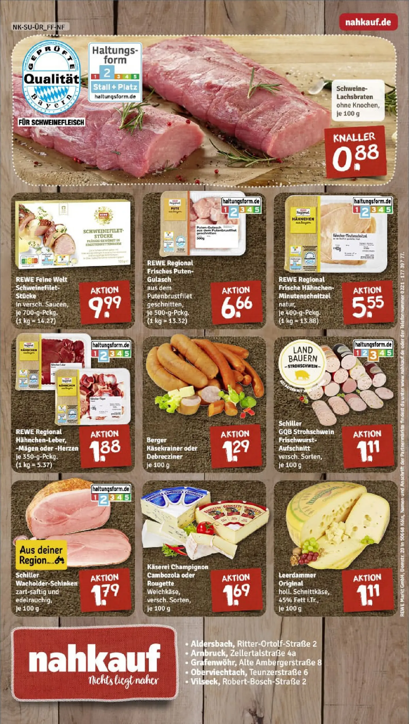 REWE Prospekt ab 17.11.2025 zum Blättern » Angebote | Seite: 8 | Produkte: Hahnchen, Käsekrainer, Schnitzel, Leerdammer