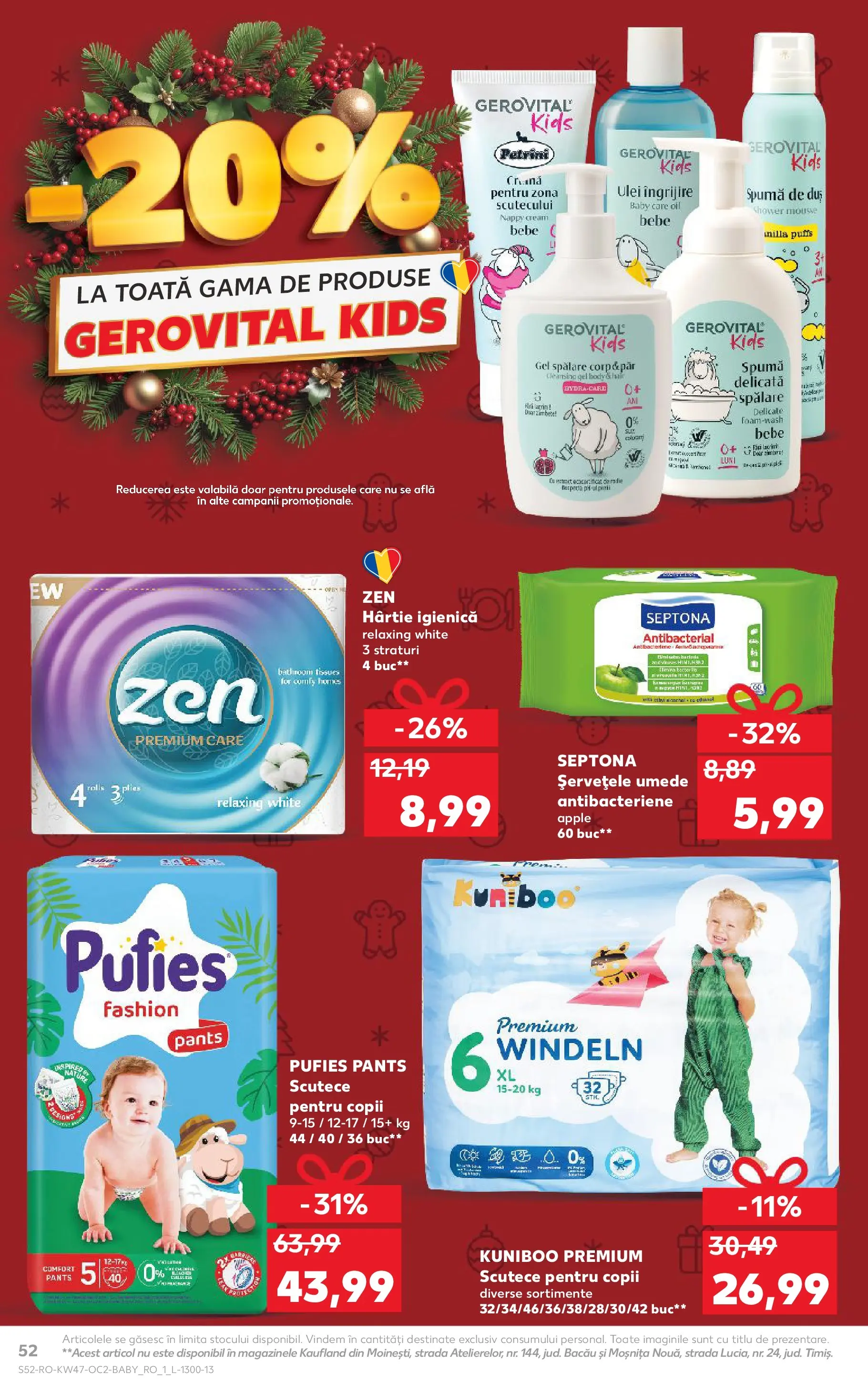 Catalog Kaufland - Galați 18.11.2025 - Revista si Oferta | Pagină: 52 | Produse: Body, Ulei, Șervețele umede, Scutece