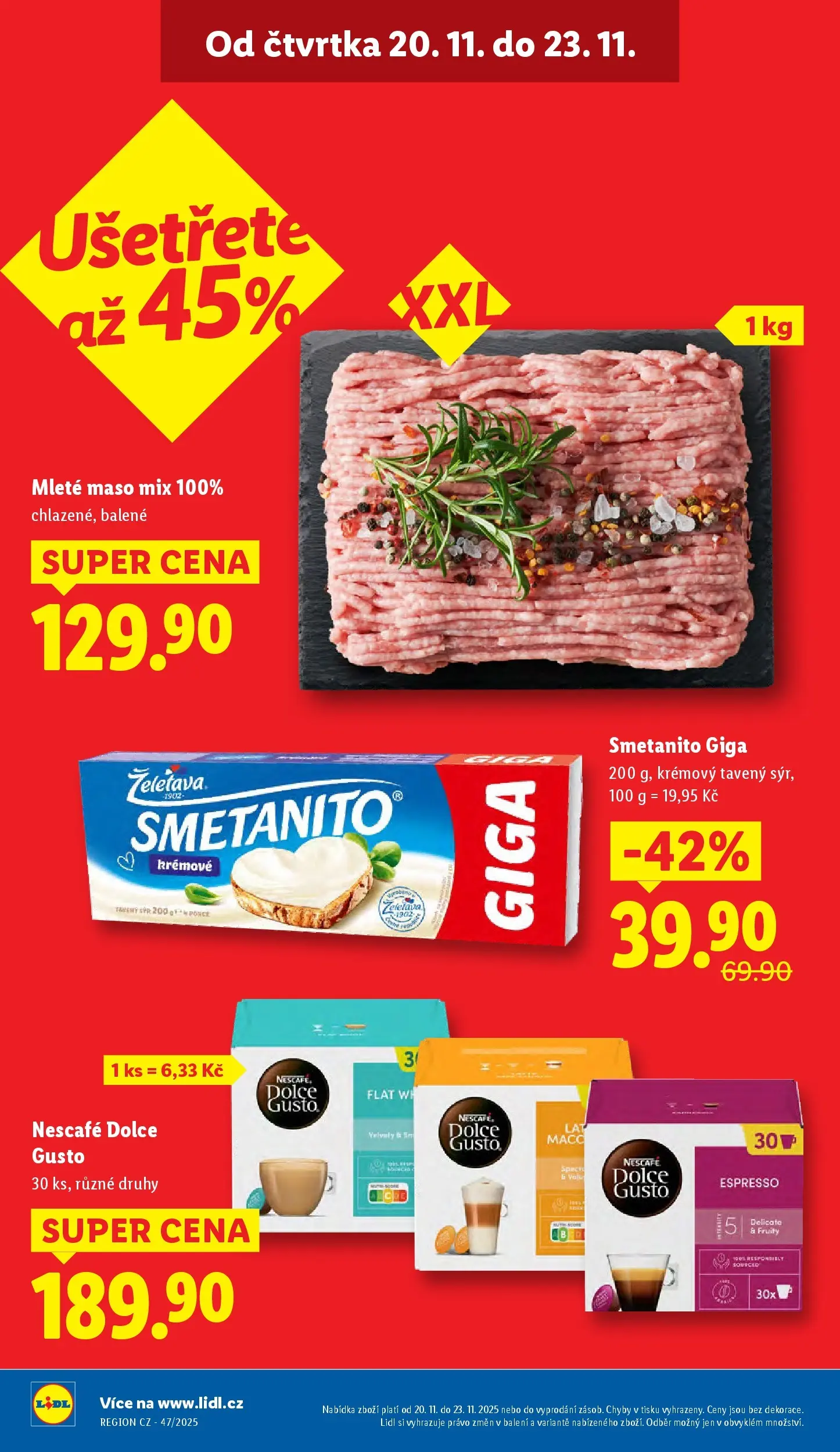 Lidl leták od 19.11.2025 - Nový akční leták | Strana: 2 | Produkty: Nescafé Dolce Gusto, Cream cheese, Mleté maso mix, Maso