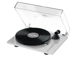 Pro-Ject E1 SE Plattenspieler mit Audio Technica AT 3600 L Tonabnehmer, Hochglanz Hellgrau