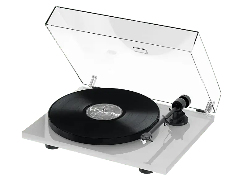 Pro-Ject E1 SE Plattenspieler mit Audio Technica AT 3600 L Tonabnehmer, Hochglanz Hellgrau