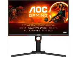 AOC Q27G3XMN 27 Zoll Gaming Monitor, QHD, 1 ms Reaktionszeit, 700 cd/m², 180 Hz, Schwarz