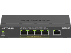 NETGEar Switch GS305Pv3, Gigabit, 5x RJ-45, 55W PoE+, V3, Unmanaged, Schwarz