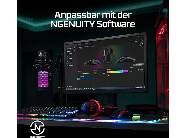 HyperX HyperX Pulsefire Haste 2 - Wireless-Gaming-Maus (Schwarz); Gaming Maus