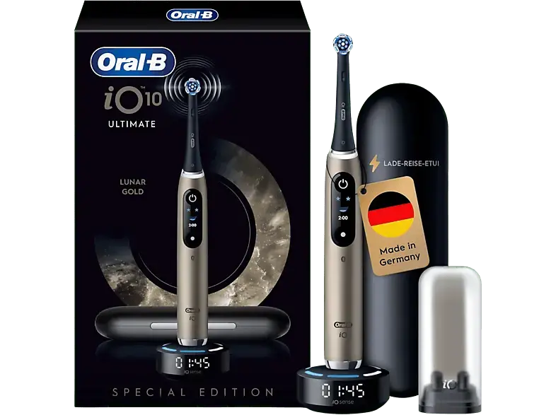 Oral-B iO Series 10 Special Edition Zahnbürste mit Lade-Reise-Etui Lunar Gold