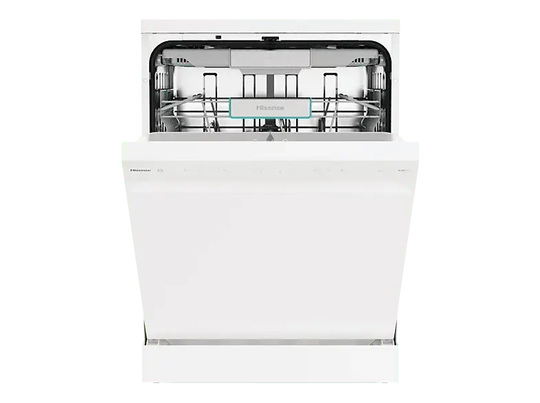 Hisense HS673A90W Geschirrspüler (freistehend, Besteckschublade, 599 mm breit, 40 dB(A), A, Weiß)