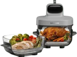 Dreame Tasti™ Mobile Glas Heißluftfritteuse, Zwei-Behälter-Konfiguration (2.5 L + 4.5 L), 1500 Watt, Grau