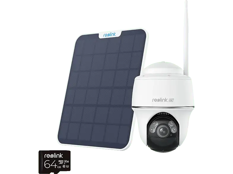 Reolink Argus Series B440 4K PT Solar, Überwachungskamera inkl. Solarpanel (für Innen + Außen, Nachtsichtfunktion, Akkubetrieb, Neigbar, Schwenkbar, UHD 4K, Weiß)