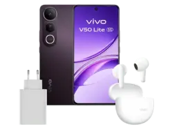 Vivo V50 Lite 5G inkl. Vivo Buds Air3 & 90 Watt FlashCharger, 256 GB, Schwarz, Dual SIM