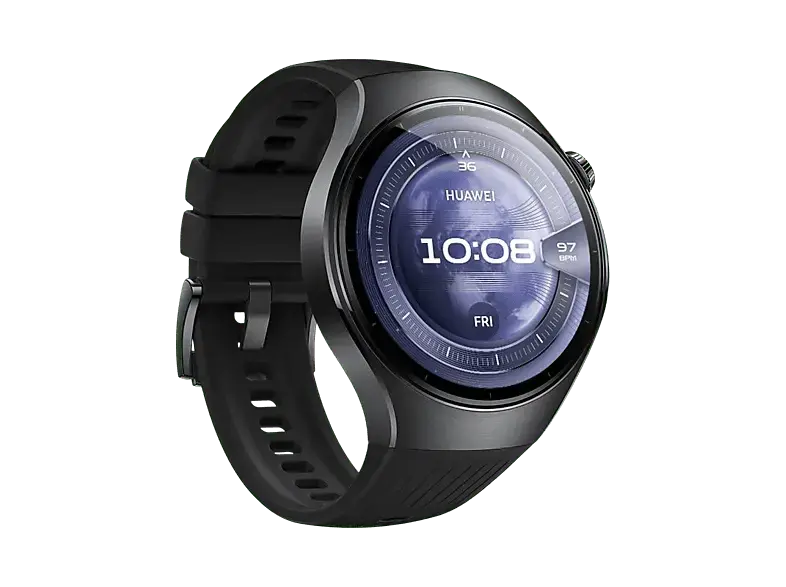 Huawei Watch 5 46mm mit Fluorelastomer-Armband, Midnight Black; Smartwatch