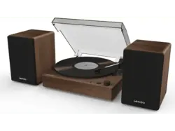 Lenco LS-200 Plattenspieler mit Bluetooth Empfang und Übertragung Holz Lautsprecher