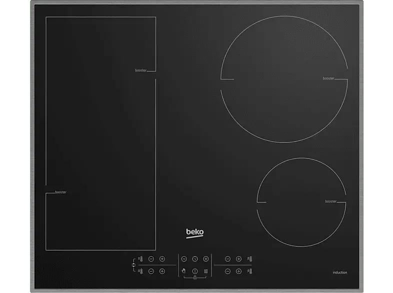 Beko HII64200FMTX Autarkes Induktionskochfeld (580 mm breit, 4 Kochfelder, Glaskeramik, Kochfeld)