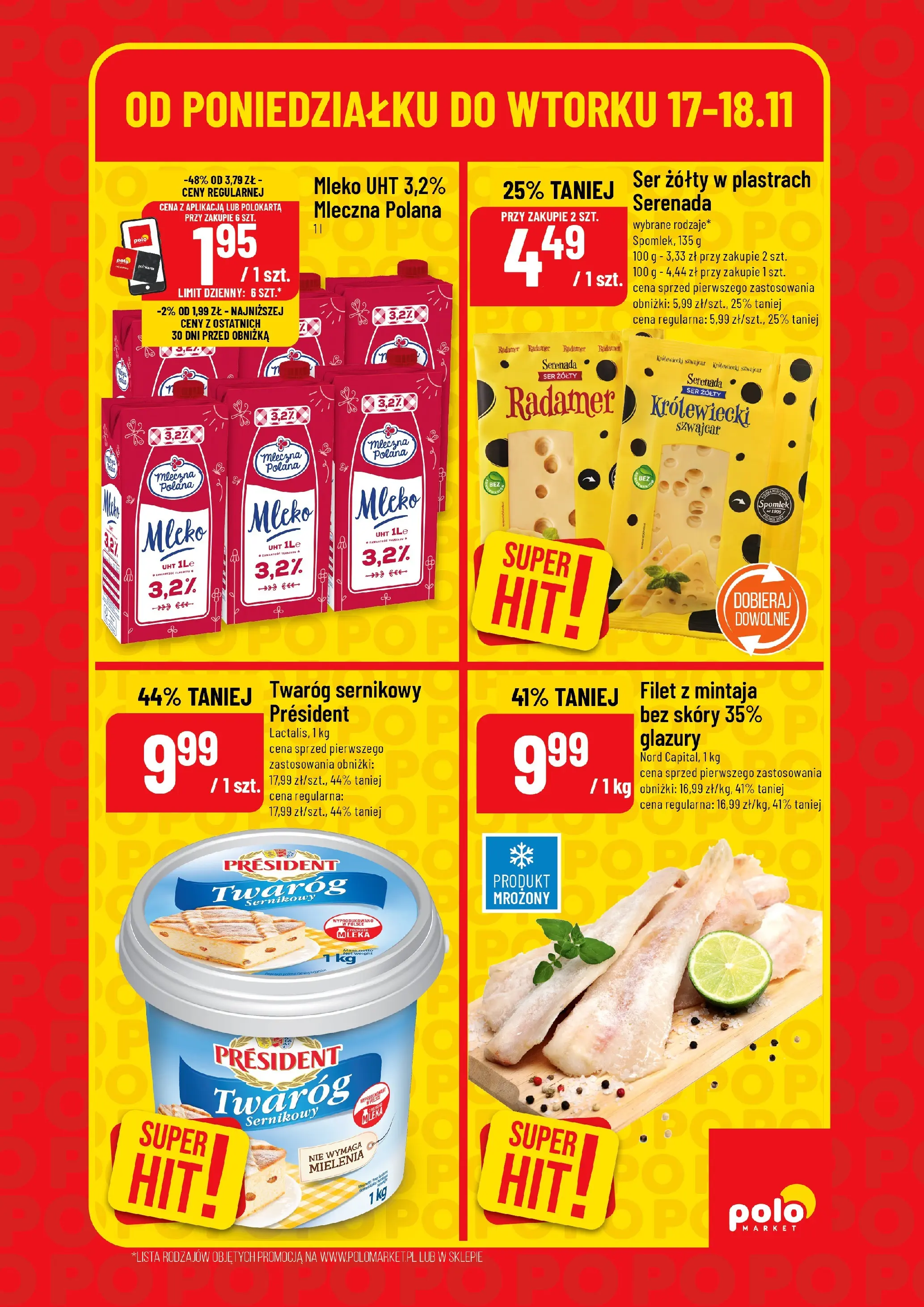 Nowa POLOmarket gazetka od jutra 17.11.2025 (PDF) | Strona: 3 | Produkty: Mleka, Mleko, Ser, Twaróg
