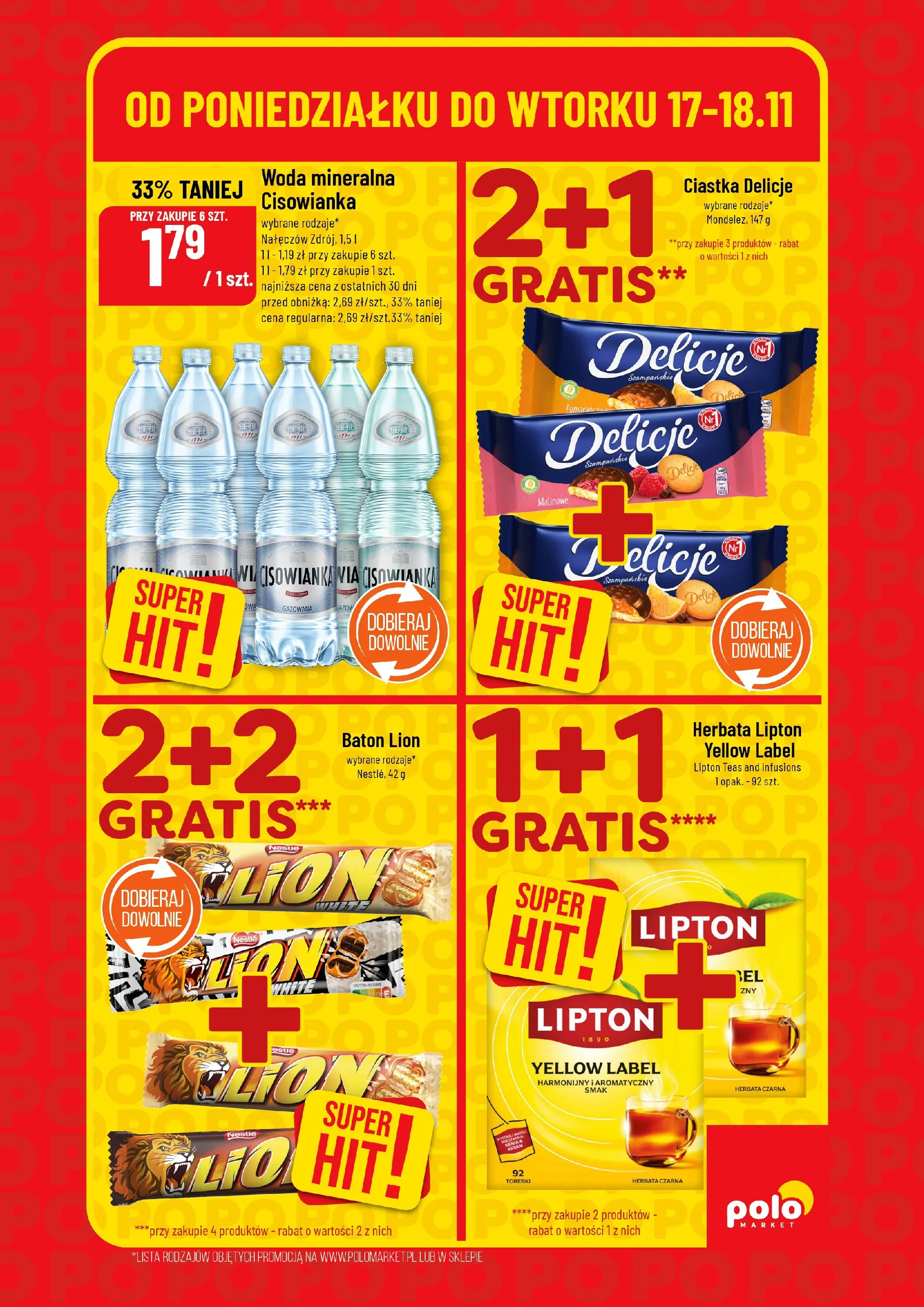 Nowa POLOmarket gazetka od jutra 17.11.2025 (PDF) | Strona: 5 | Produkty: Herbata lipton, Baton, Herbata, Ciastka