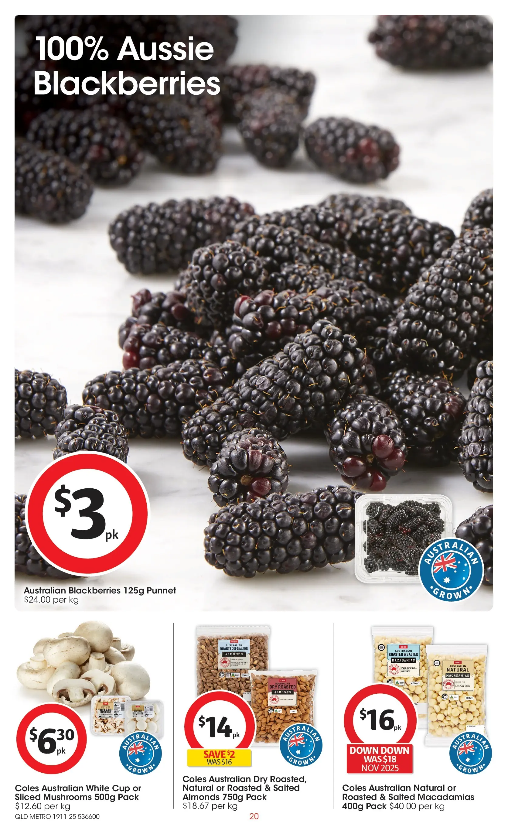 ﻿﻿Coles catalogue valid from 18/11/2025 > Online Australia | Page: 20 | Products: Almonds, Mushrooms