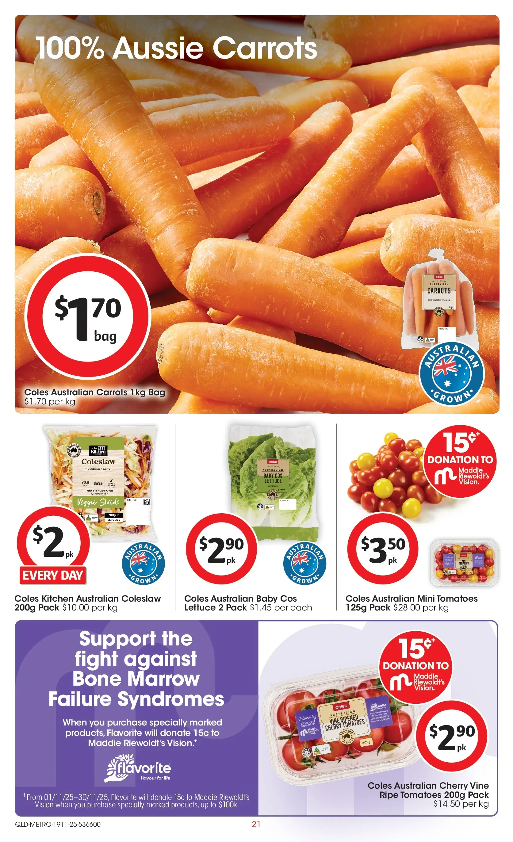 ﻿﻿Coles catalogue valid from 18/11/2025 > Online Australia | Page: 21 | Products: Lettuce, Tomatoes, Carrots, Bag