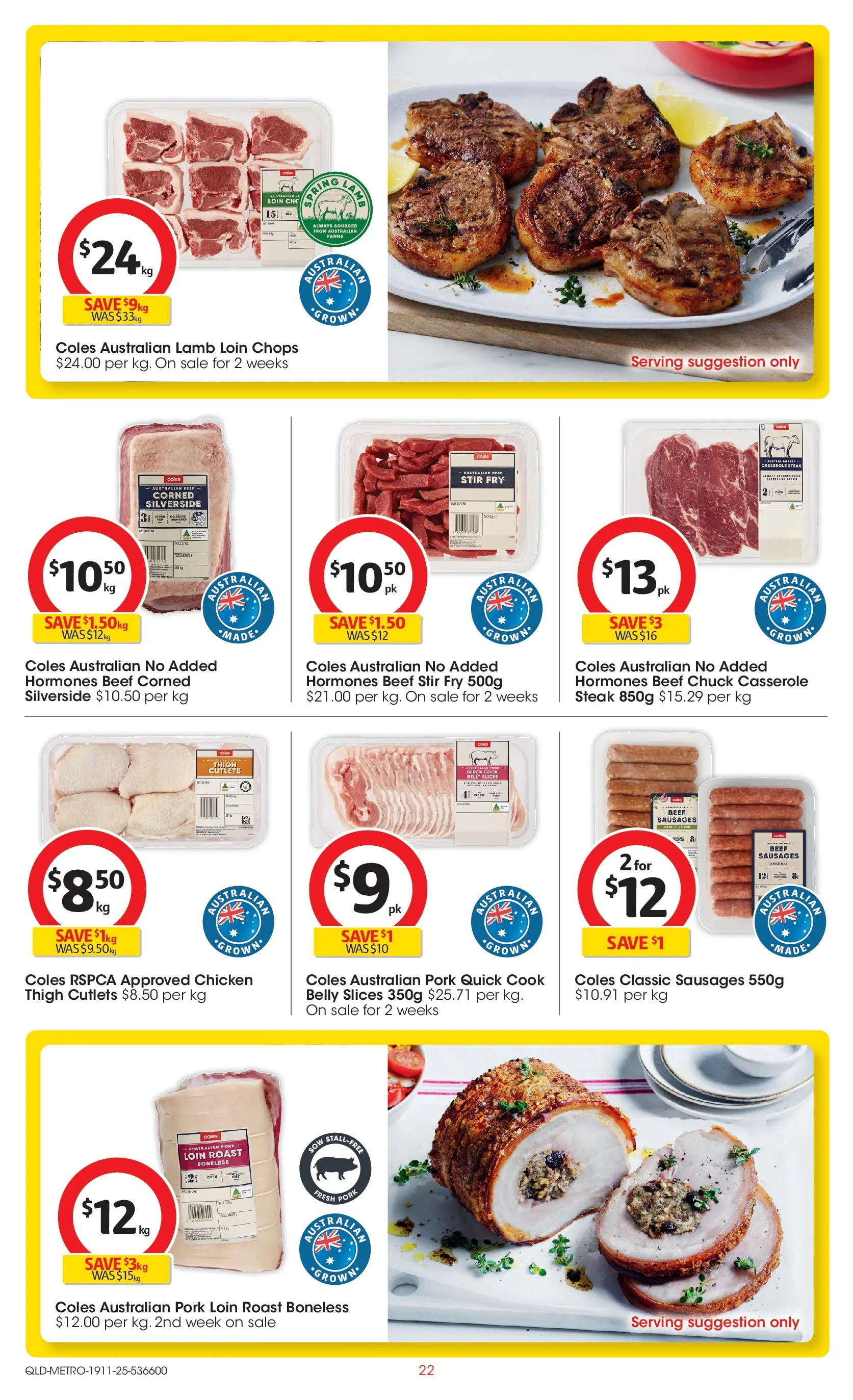 ﻿﻿Coles catalogue valid from 18/11/2025 > Online Australia | Page: 22 | Products: Chicken, Pork, Lamb, Steak