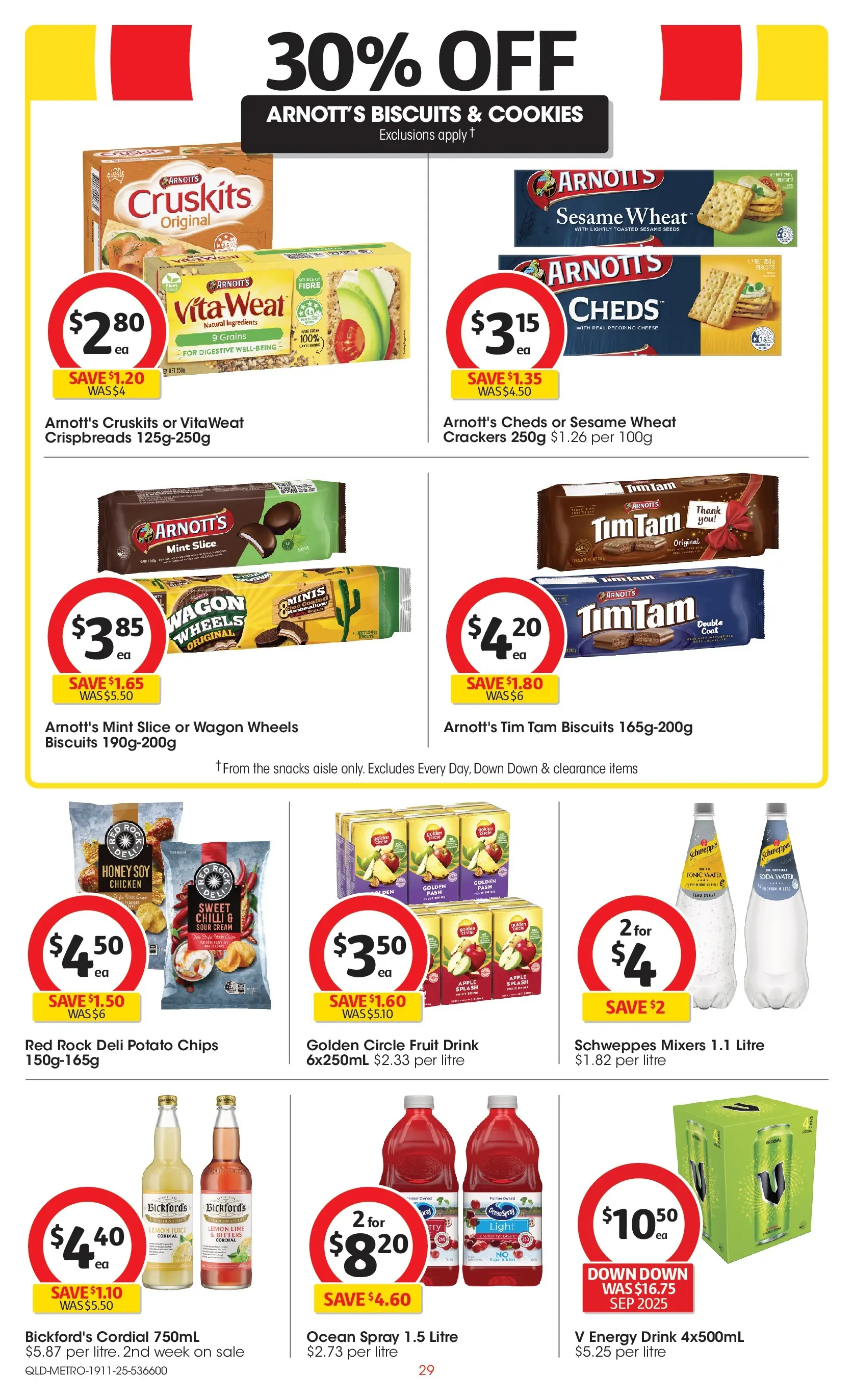 ﻿﻿Coles catalogue valid from 18/11/2025 > Online Australia | Page: 29 | Products: Energy drink, Sour cream, Biscuits, Water