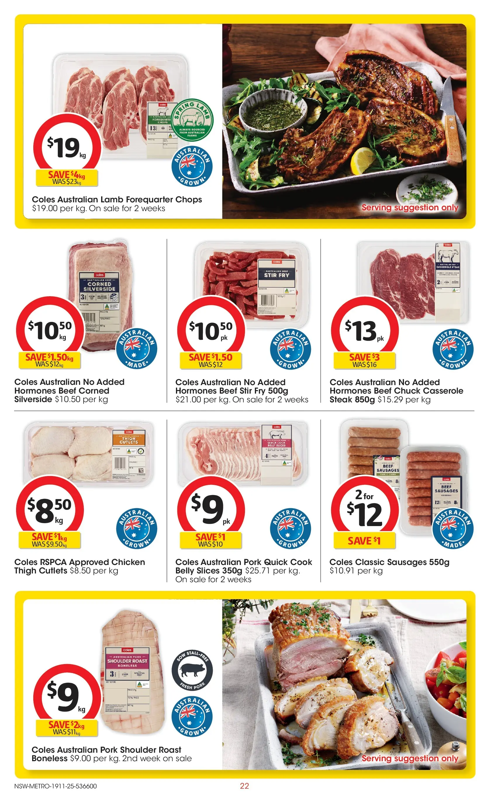 ﻿﻿Coles catalogue valid from 18/11/2025 > Online Australia | Page: 22 | Products: Pork, Lamb, Beef, Steak