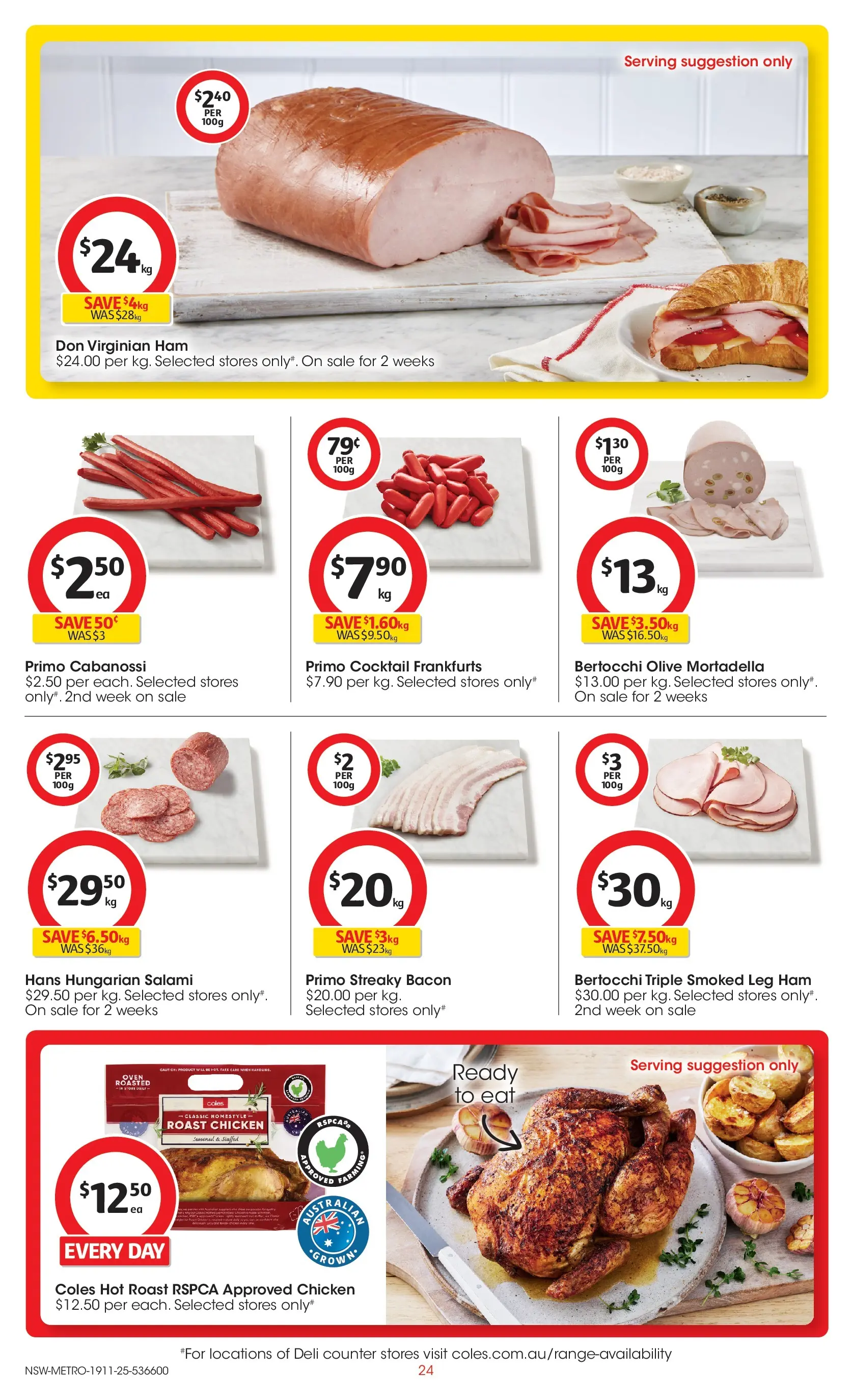 ﻿﻿Coles catalogue valid from 18/11/2025 > Online Australia | Page: 24 | Products: Bacon, Salami, Chicken, Oven