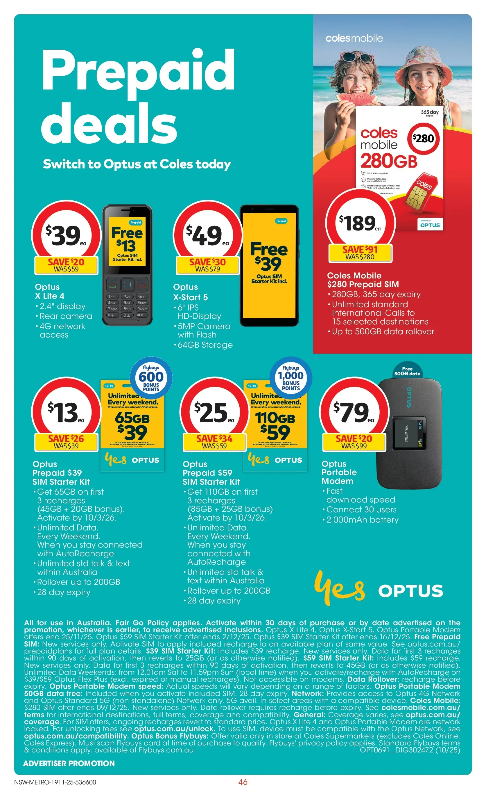 ﻿﻿Coles catalogue valid from 18/11/2025 > Online Australia | Page: 46 | Products: Battery, Camera, Portable, Modem
