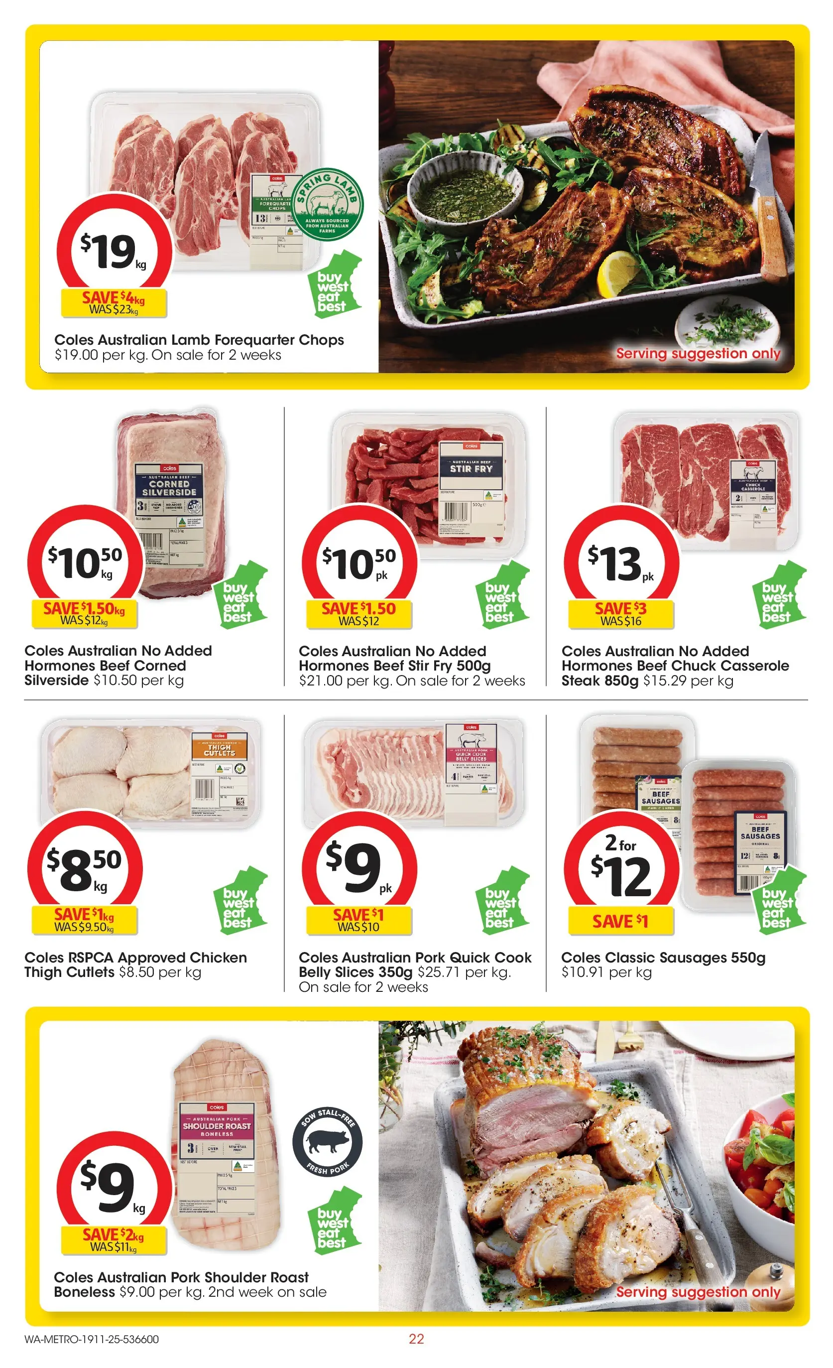 ﻿﻿Coles catalogue valid from 18/11/2025 > Online Australia | Page: 22 | Products: Chicken, Pork, Lamb, Beef