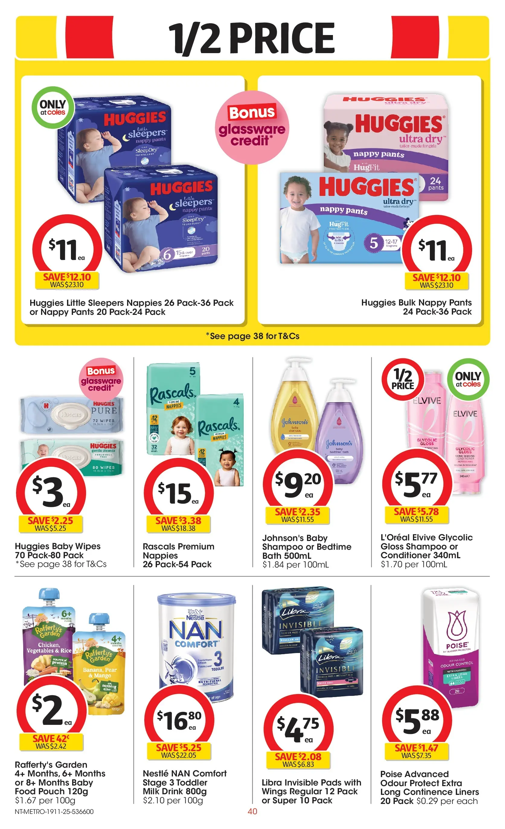﻿﻿Coles catalogue valid from 18/11/2025 > Online Australia | Page: 40 | Products: Bath, Milk, Nappies, Pear