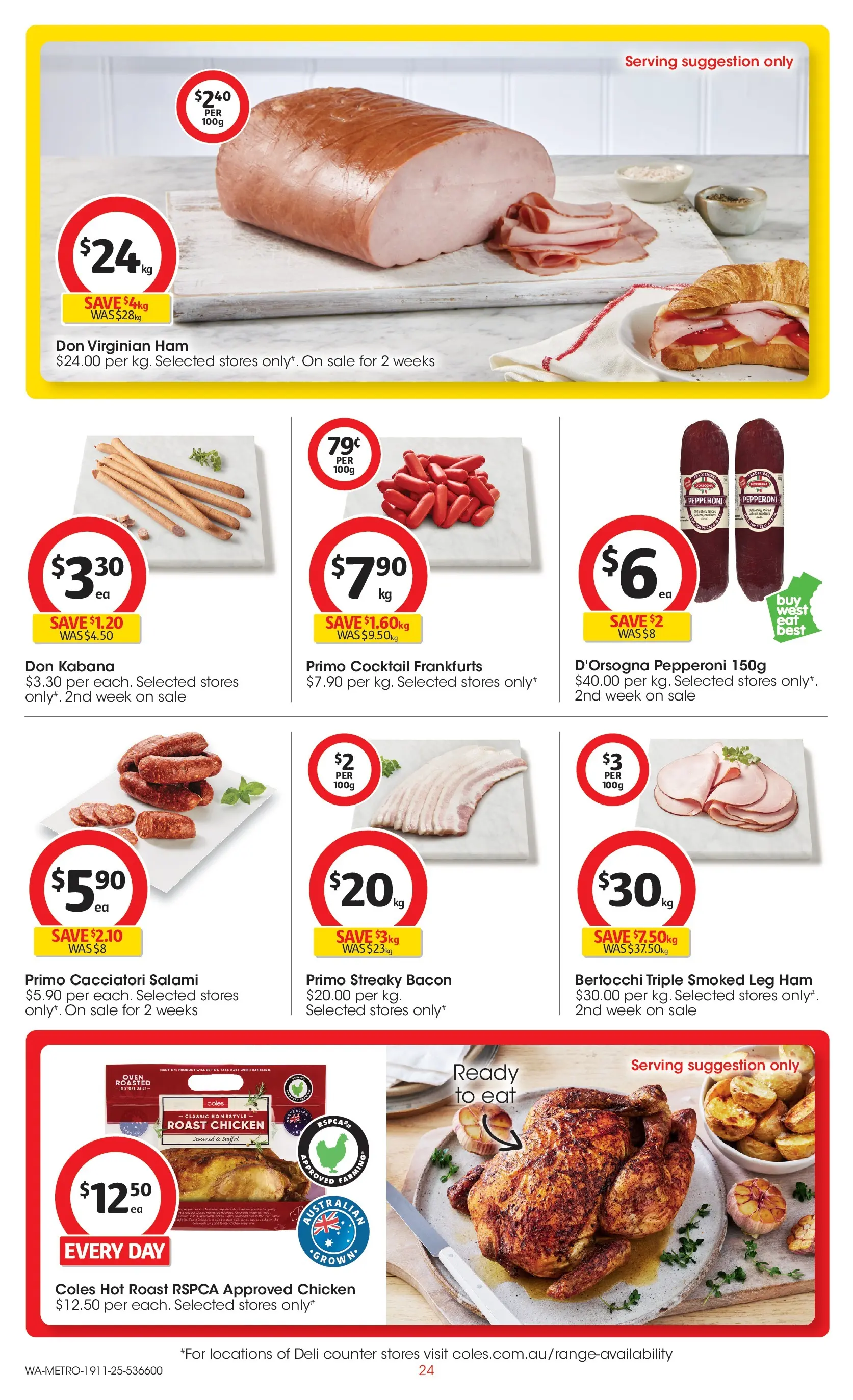 ﻿﻿Coles catalogue valid from 18/11/2025 > Online Australia | Page: 24 | Products: Bacon, Salami, Ham, Chicken