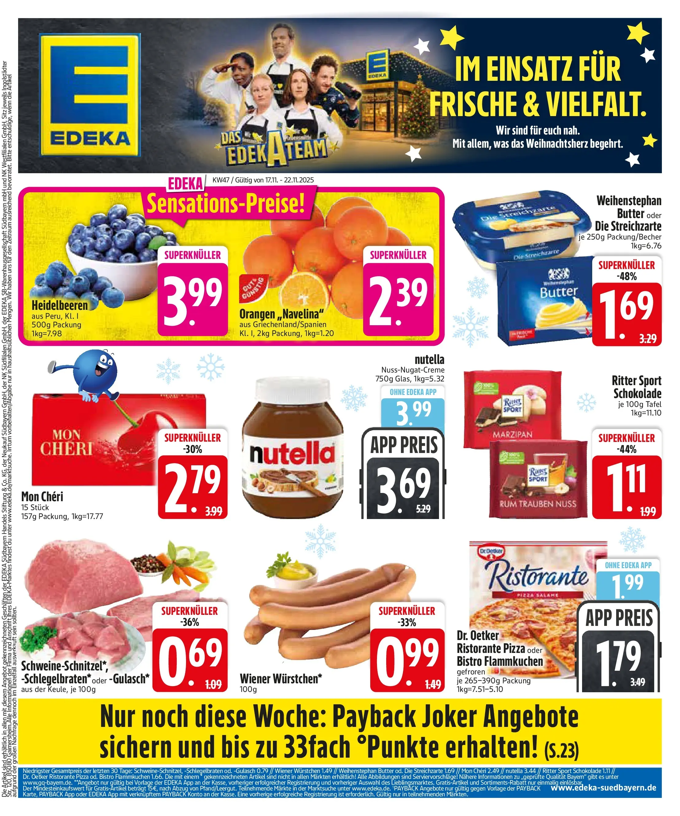 Edeka prospekt Asbach-Bäumenheim	 (ab 16.11.2025) » Angebote Online | Seite: 1 | Produkte: Butter, Trauben, Orangen, Pizza