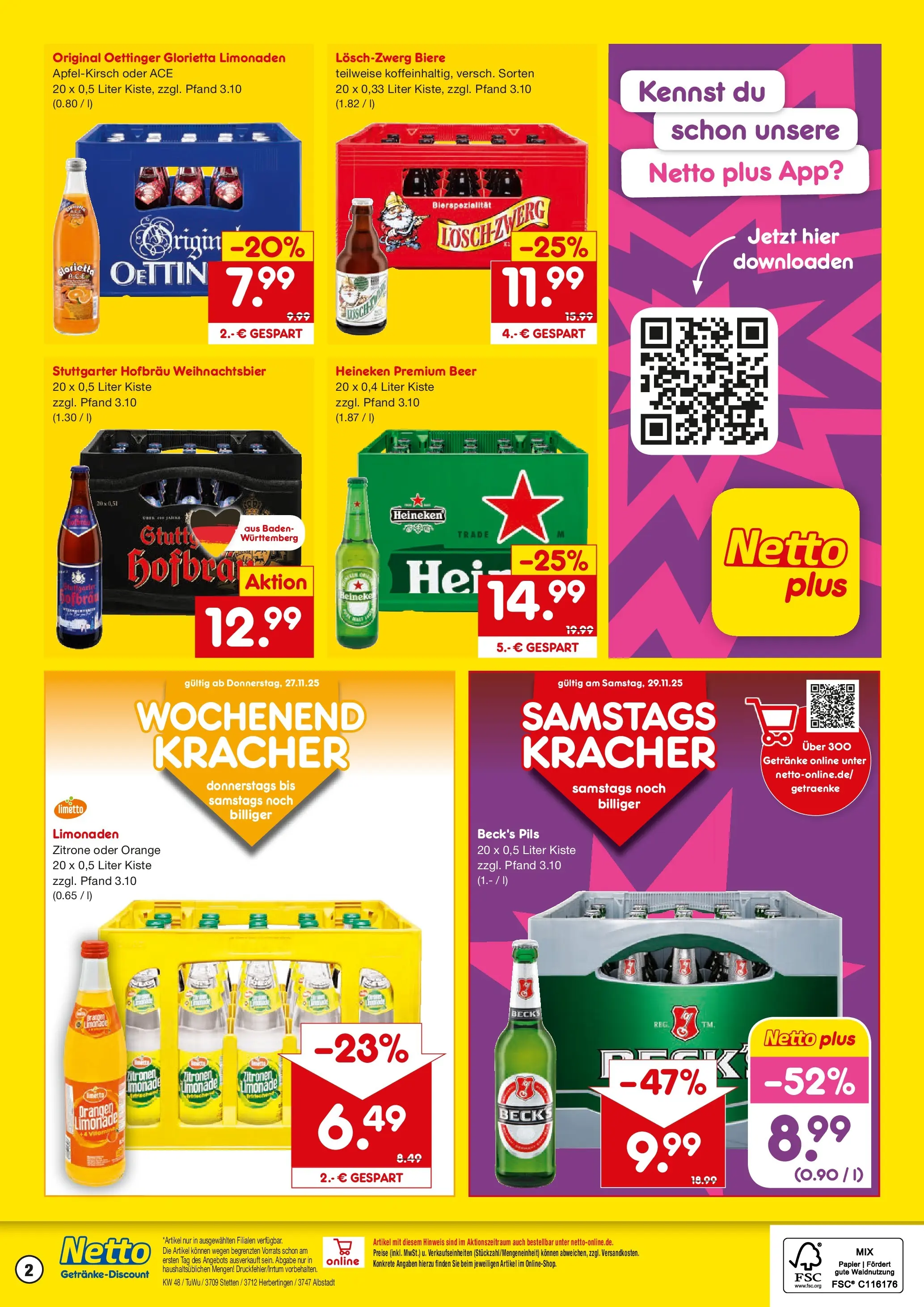 Netto Marken-Discount prospekt Stetten Am Kalten Markt	 (ab 24.11.2025) » Angebote | Seite: 2 | Produkte: Pils, Orangen, Oettinger, Heineken