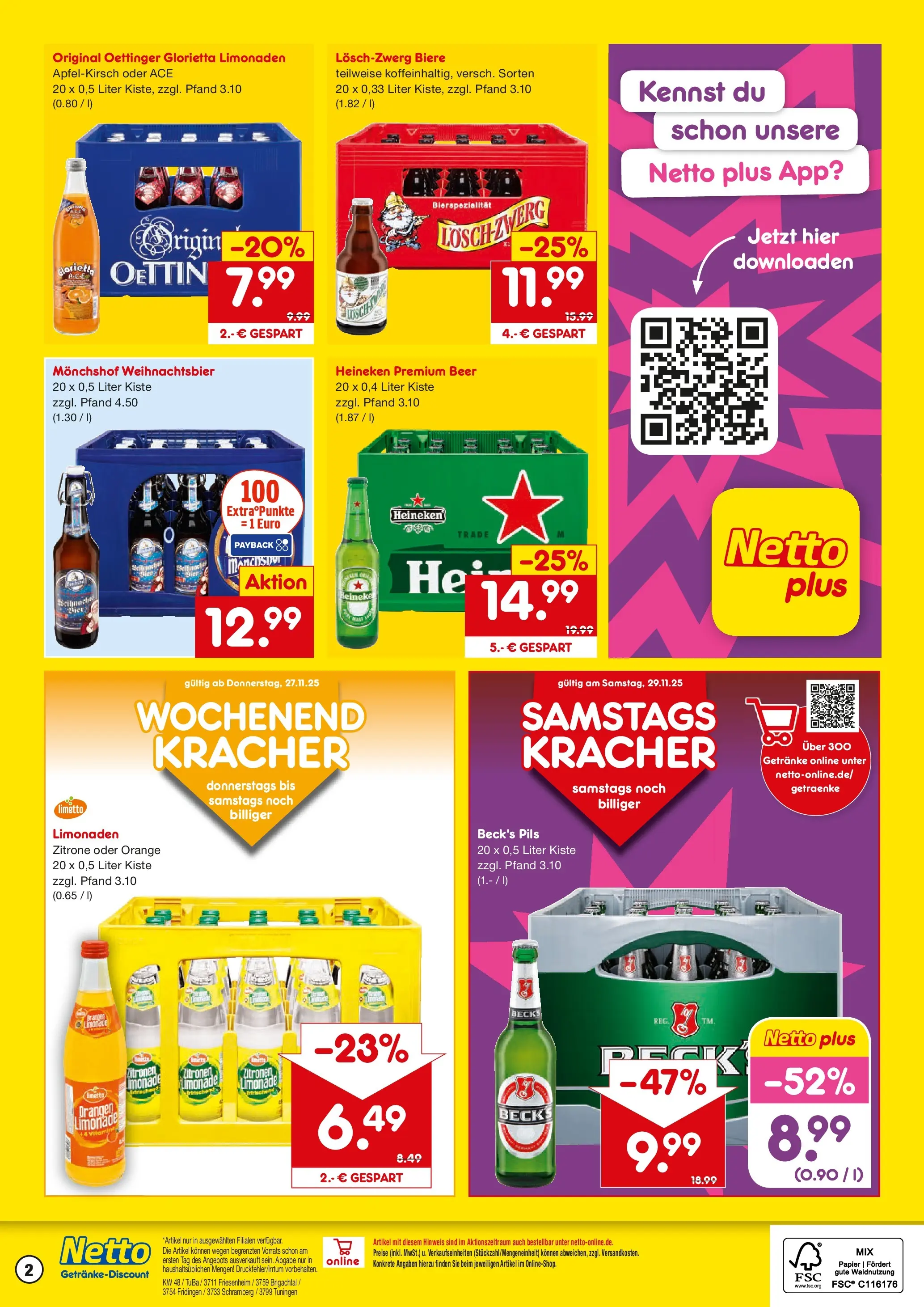 Netto Marken-Discount prospekt Fridingen	 (ab 24.11.2025) » Angebote | Seite: 2 | Produkte: Oettinger, Heineken, Zitrone, Zitronen