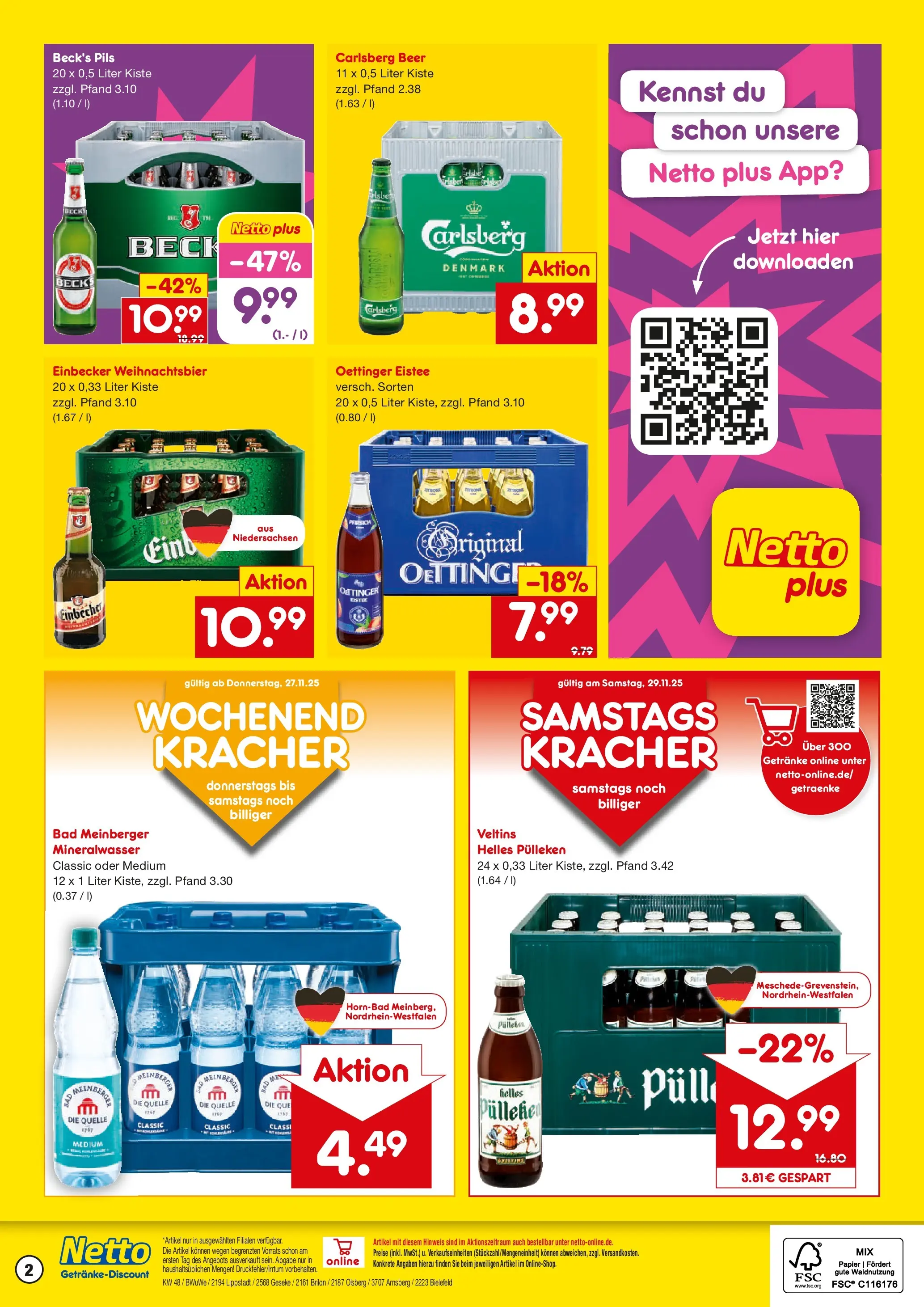 Netto Marken-Discount prospekt Bielefeld-Jöllenbeck	 (ab 24.11.2025) » Angebote | Seite: 2 | Produkte: Helles pulleken, Bad, Pfirsich, Veltins