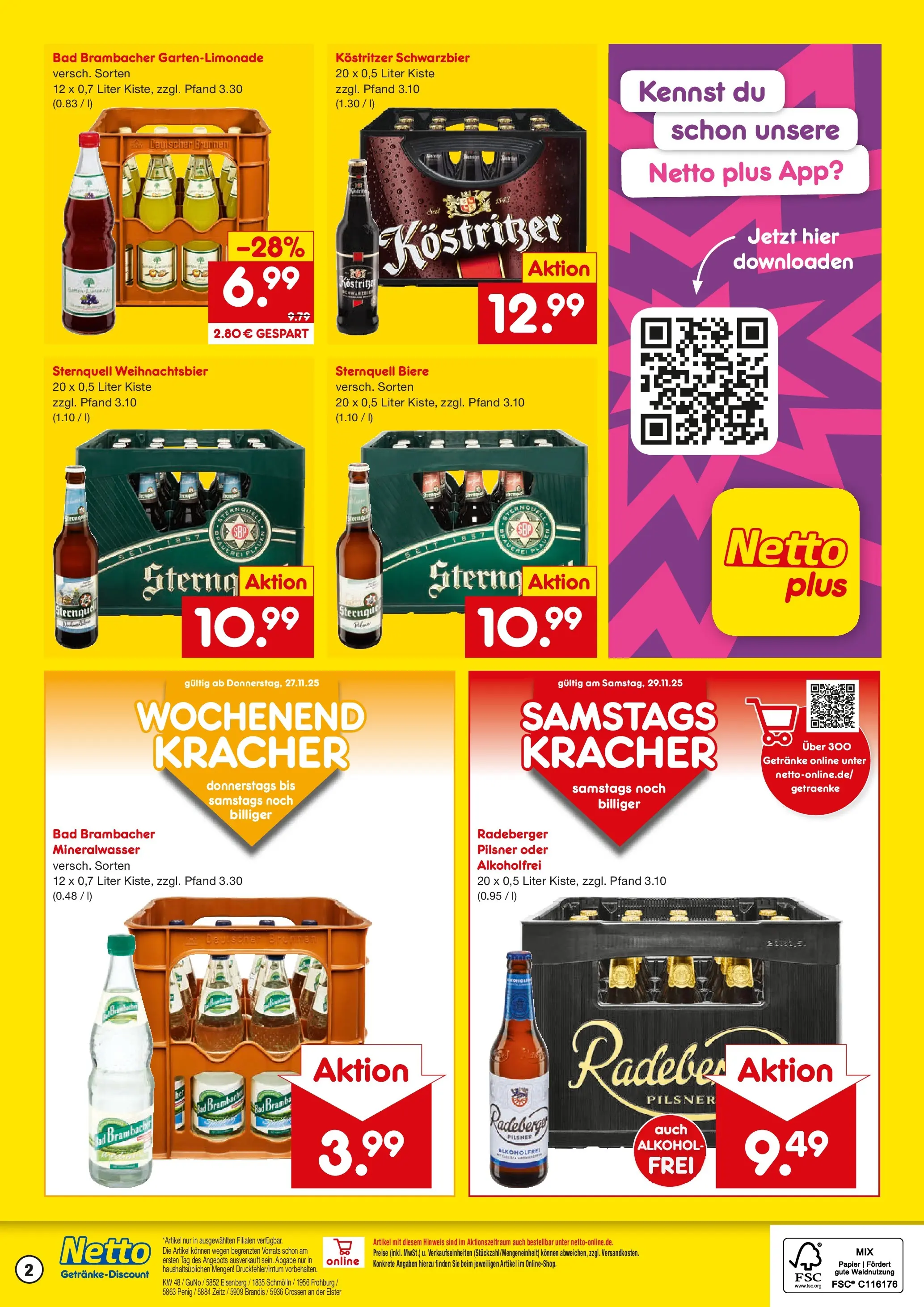 Netto Marken-Discount prospekt Penig	 (ab 24.11.2025) » Angebote | Seite: 2 | Produkte: Kostritzer, Bad, Mineralwasser, Radeberger pilsner