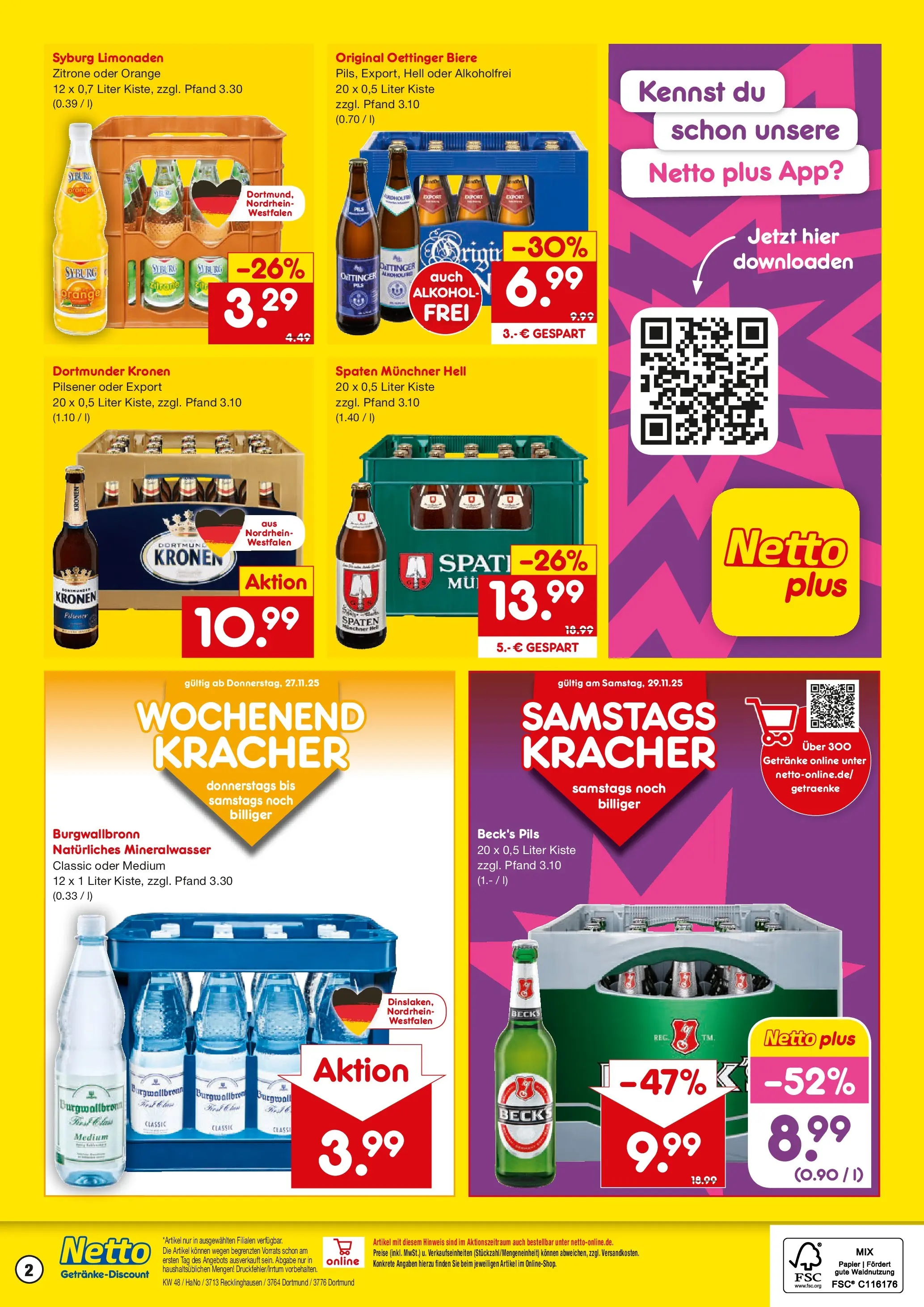 Netto Marken-Discount prospekt Recklinghausen	 (ab 24.11.2025) » Angebote | Seite: 2 | Produkte: Pils, Oettinger, Mineralwasser, Zitrone